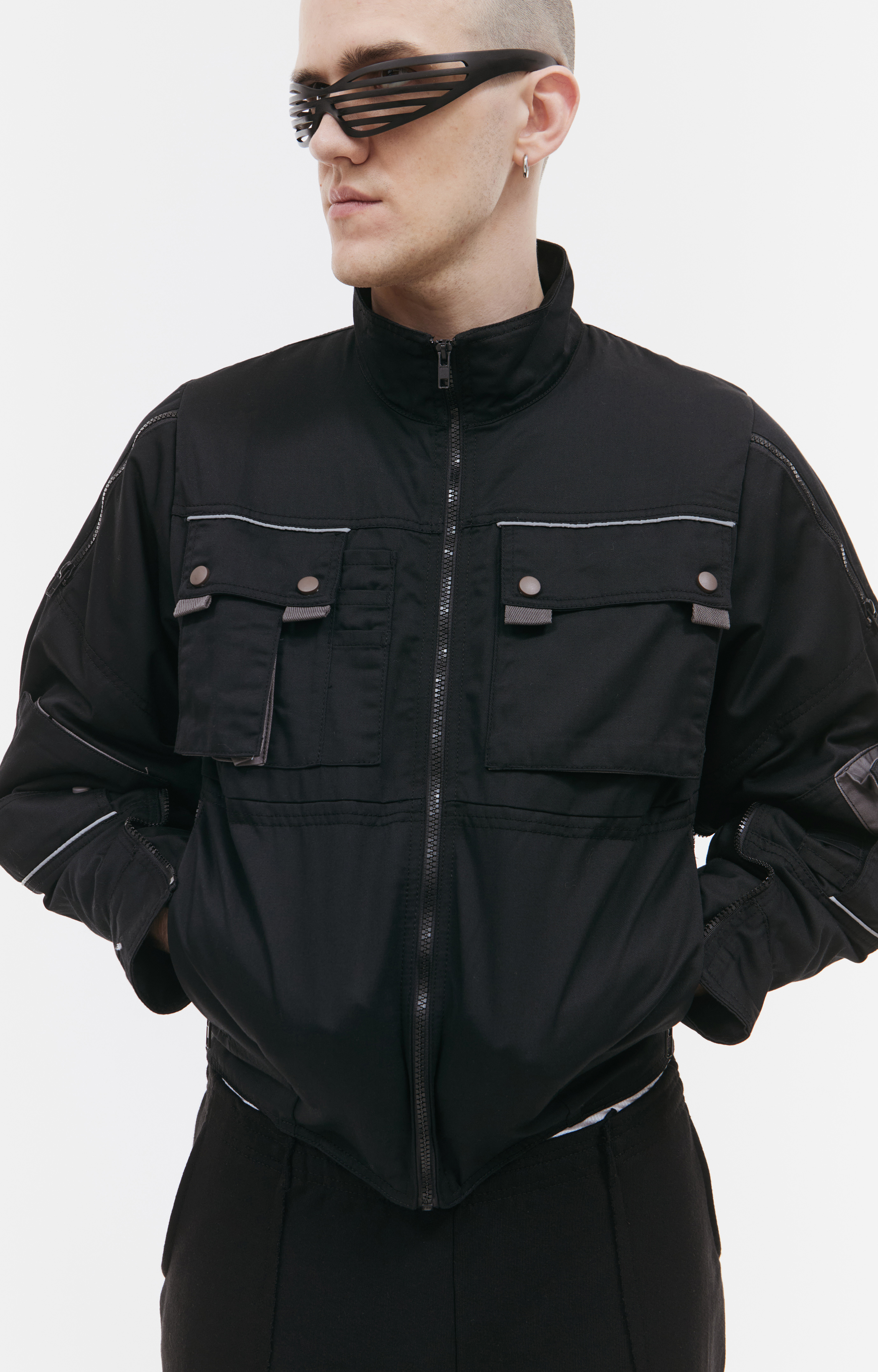 Buy PROTOTYPES men black bomber jacket with patch pockets