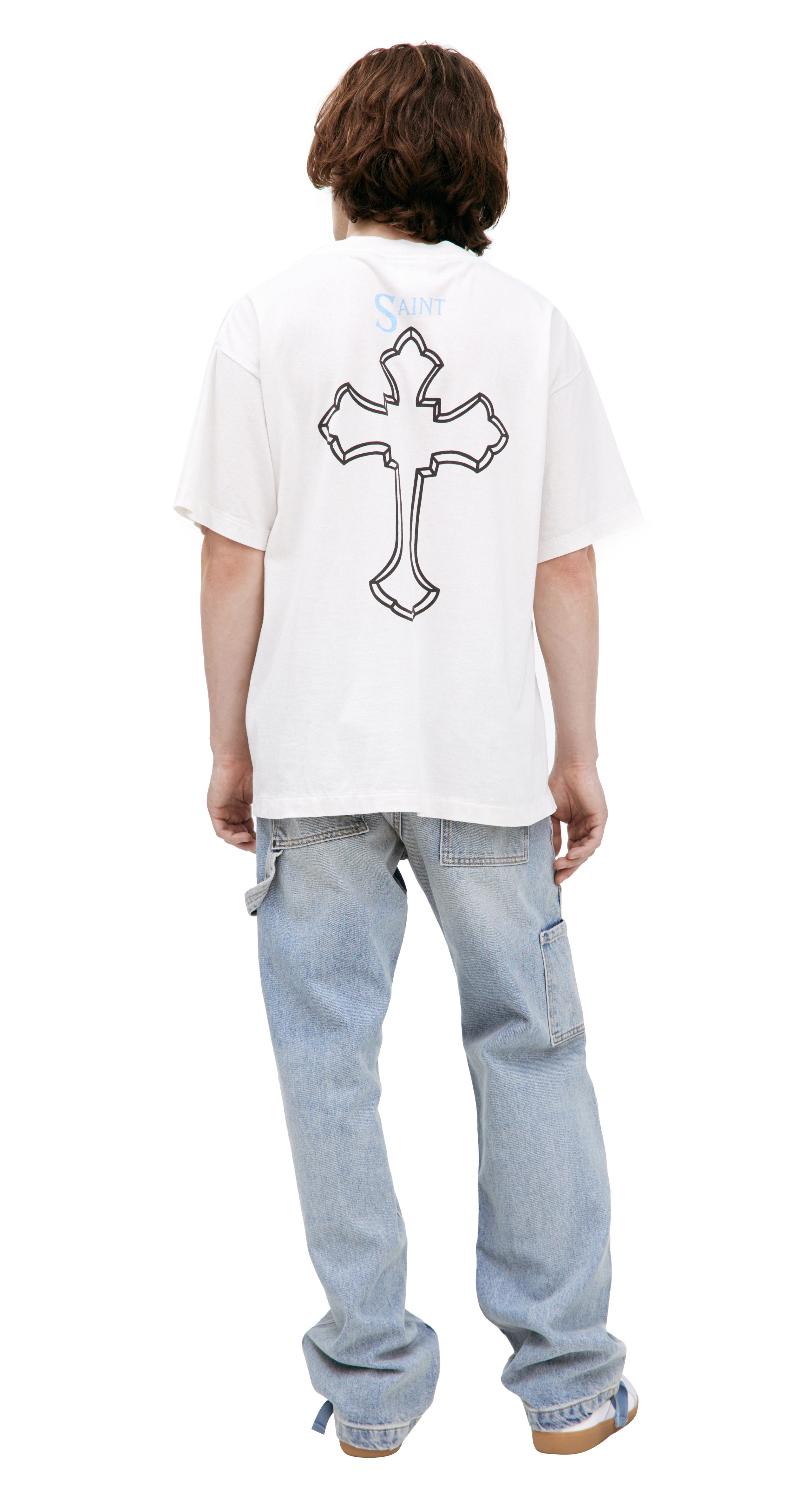 Buy Saint Mxxxxxx men white t-shirt with '2pac' print for $565