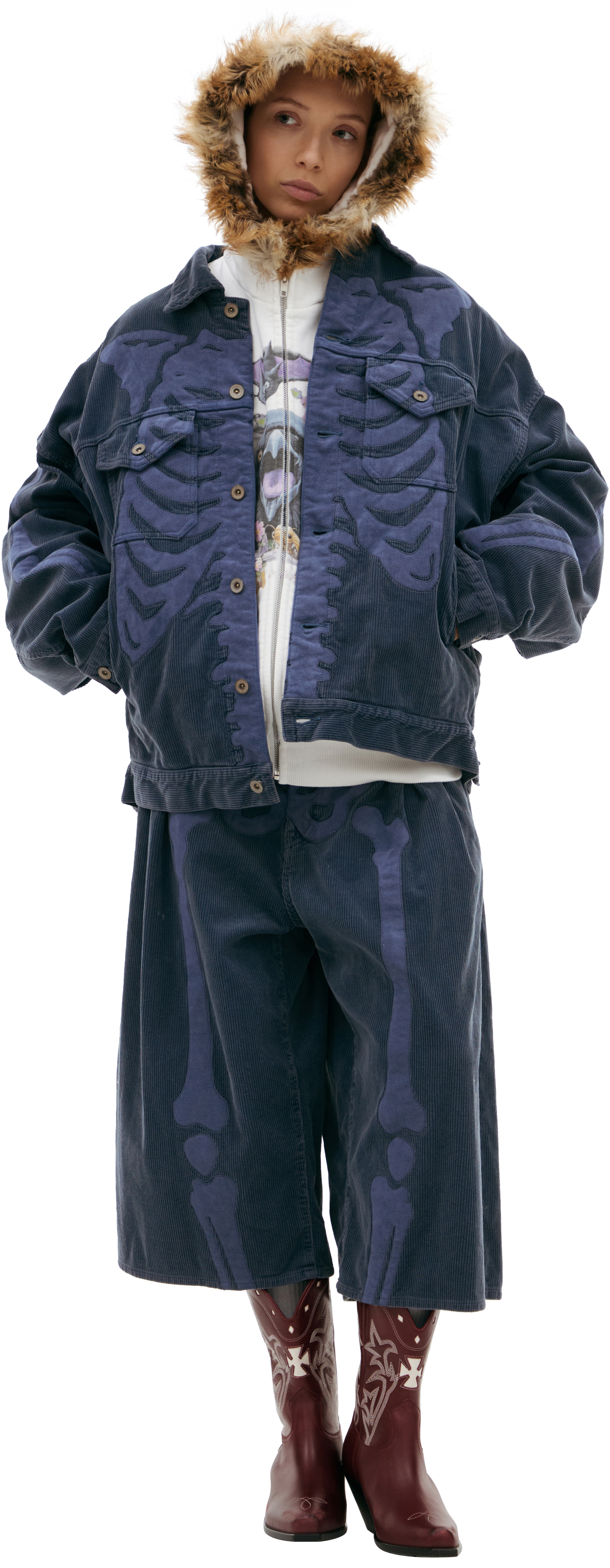 Buy Doublet women blue corduroy jacket for $643 online on SV77