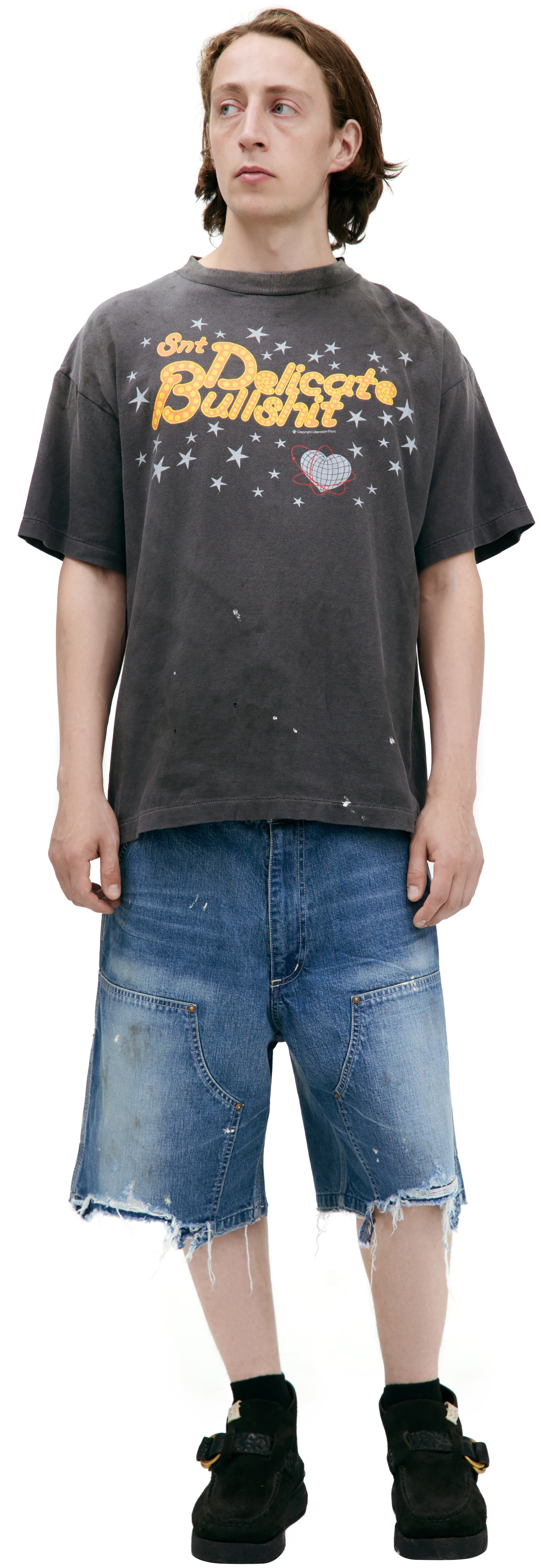 Buy Saint Mxxxxxx men black 'delicate bullshit' t-shirt for $339