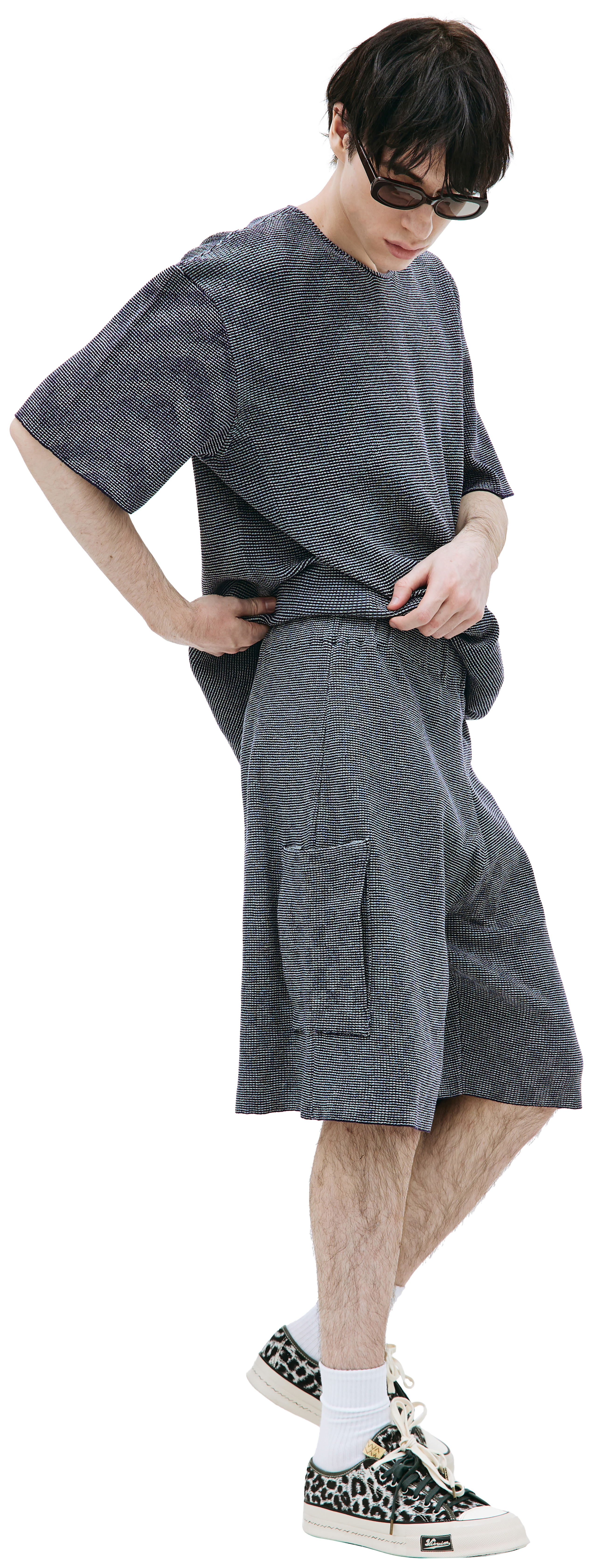 isa boulder 23aw スウェット ISA BOULDER basket weave mini skirt (with inner layer) 23AW