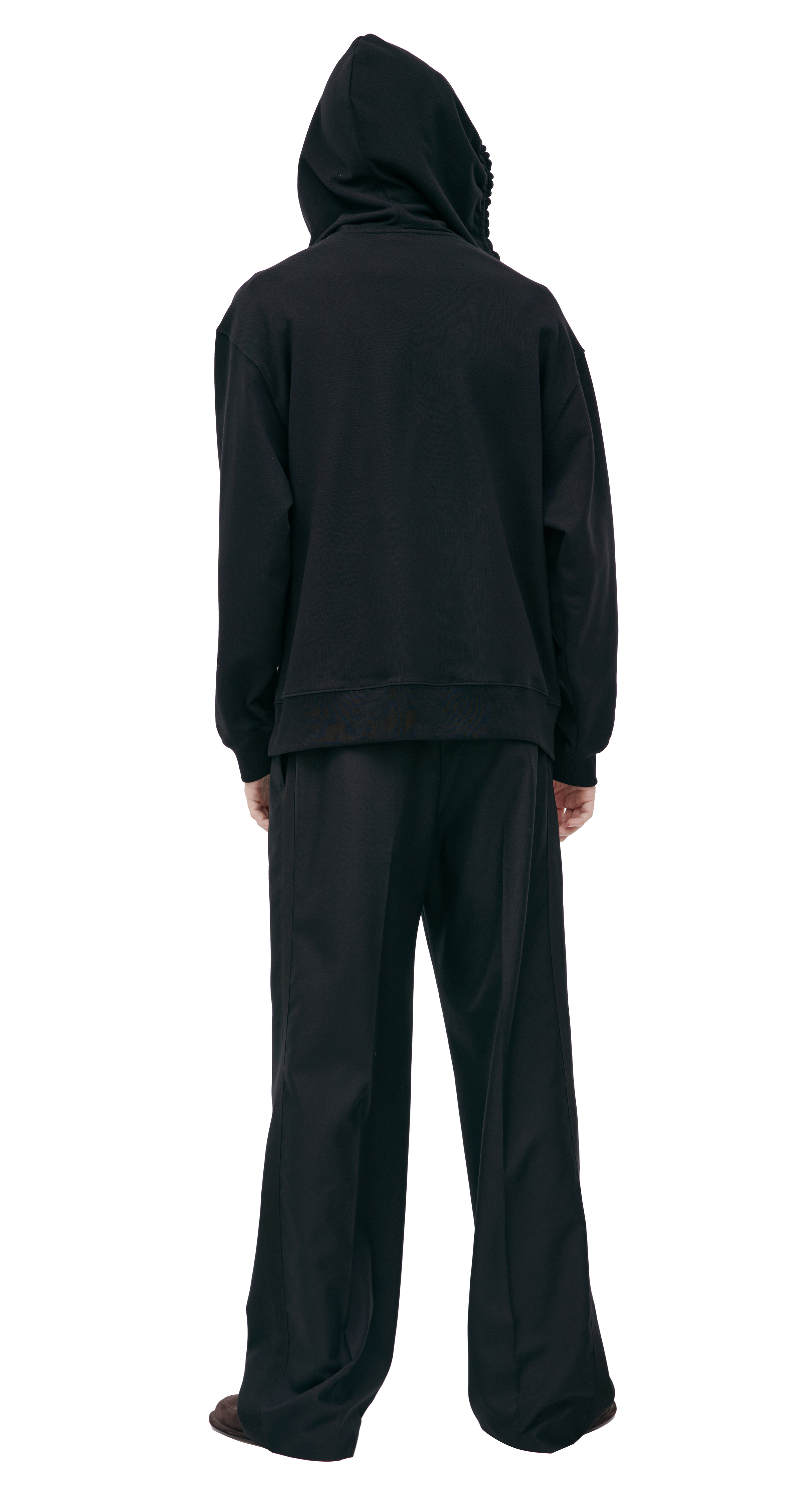 Buy Dries Van Noten men black hoodie with double drawstring