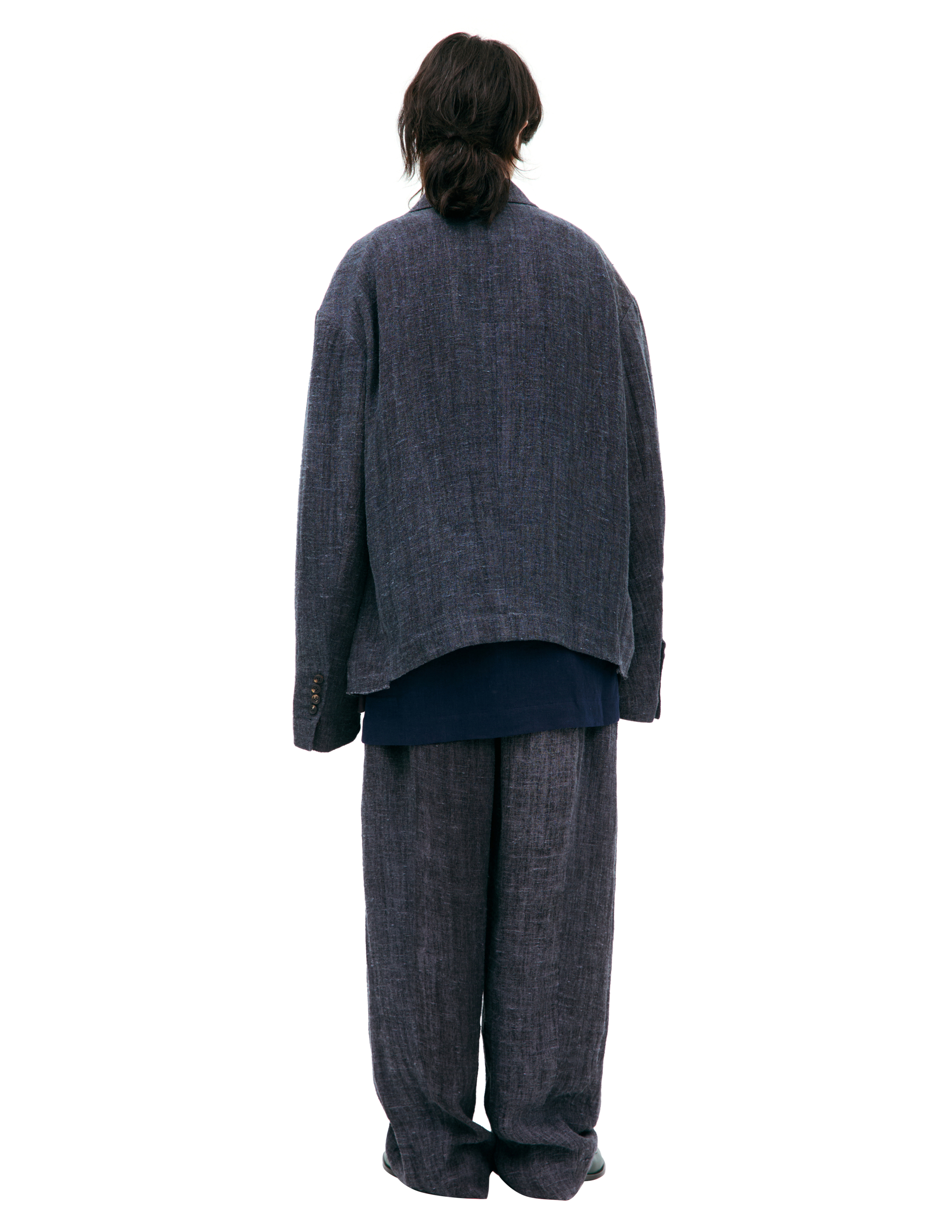 Ziggy Chen Single-breasted Linen Jacket In Black