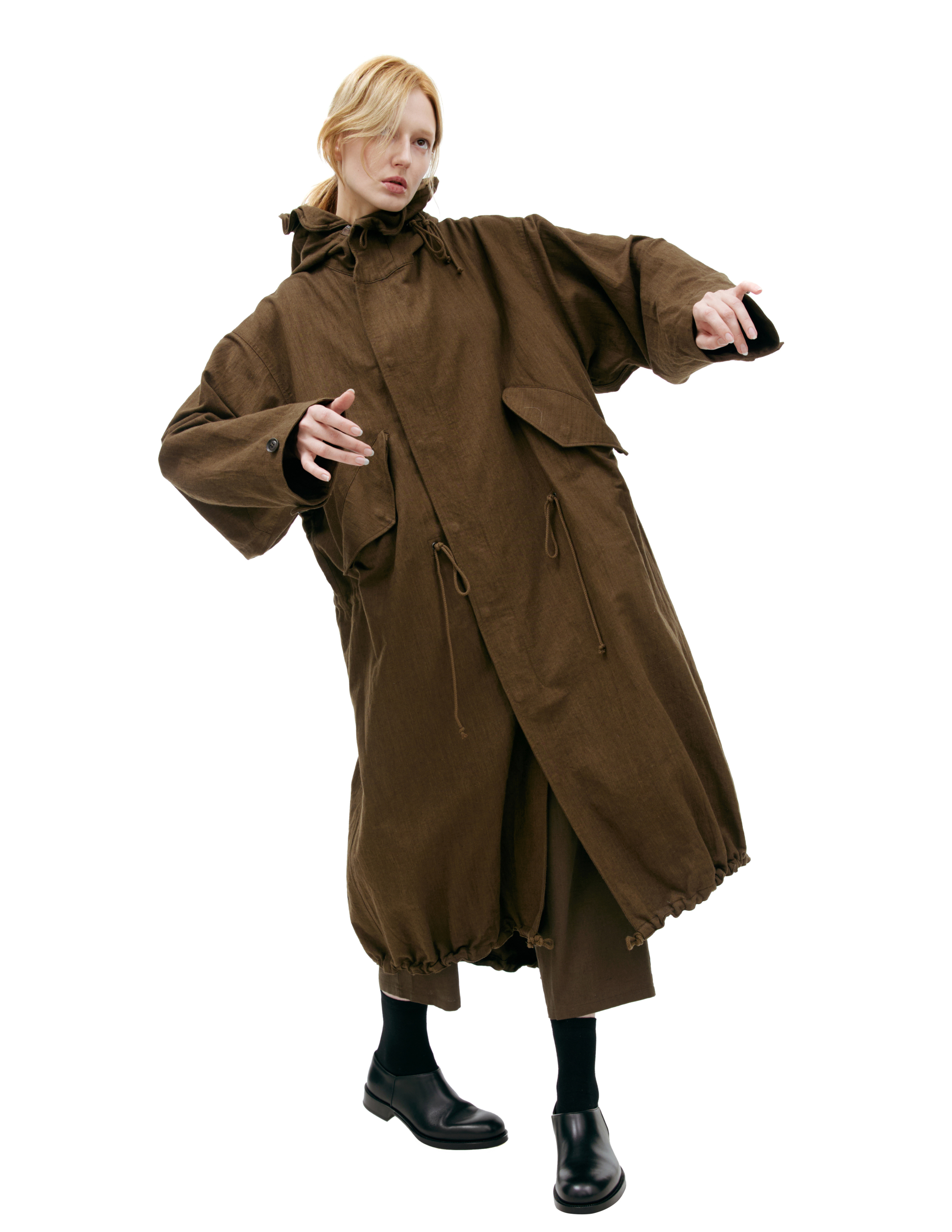 Y's Oversize Parka With Hood In Khaki