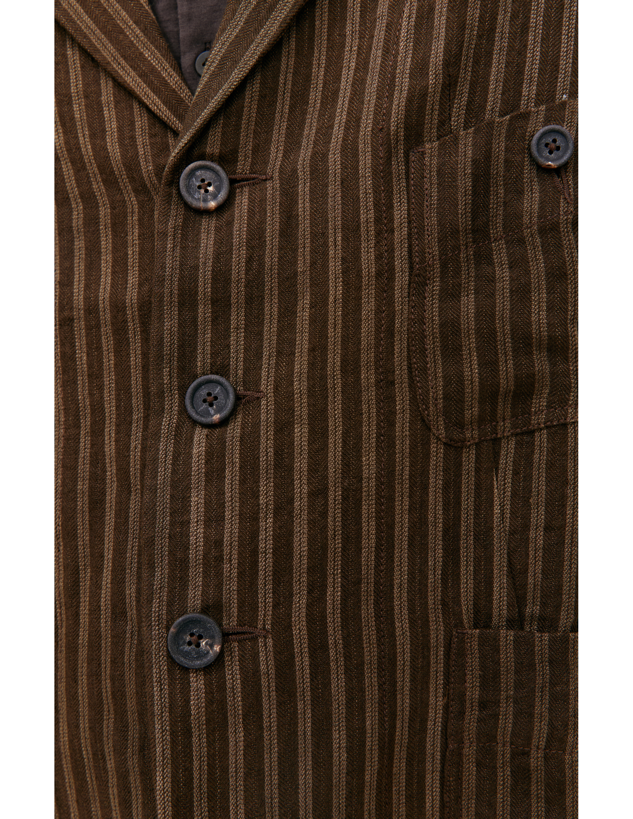 Shop Ziggy Chen Striped Linen Blazer In Brown