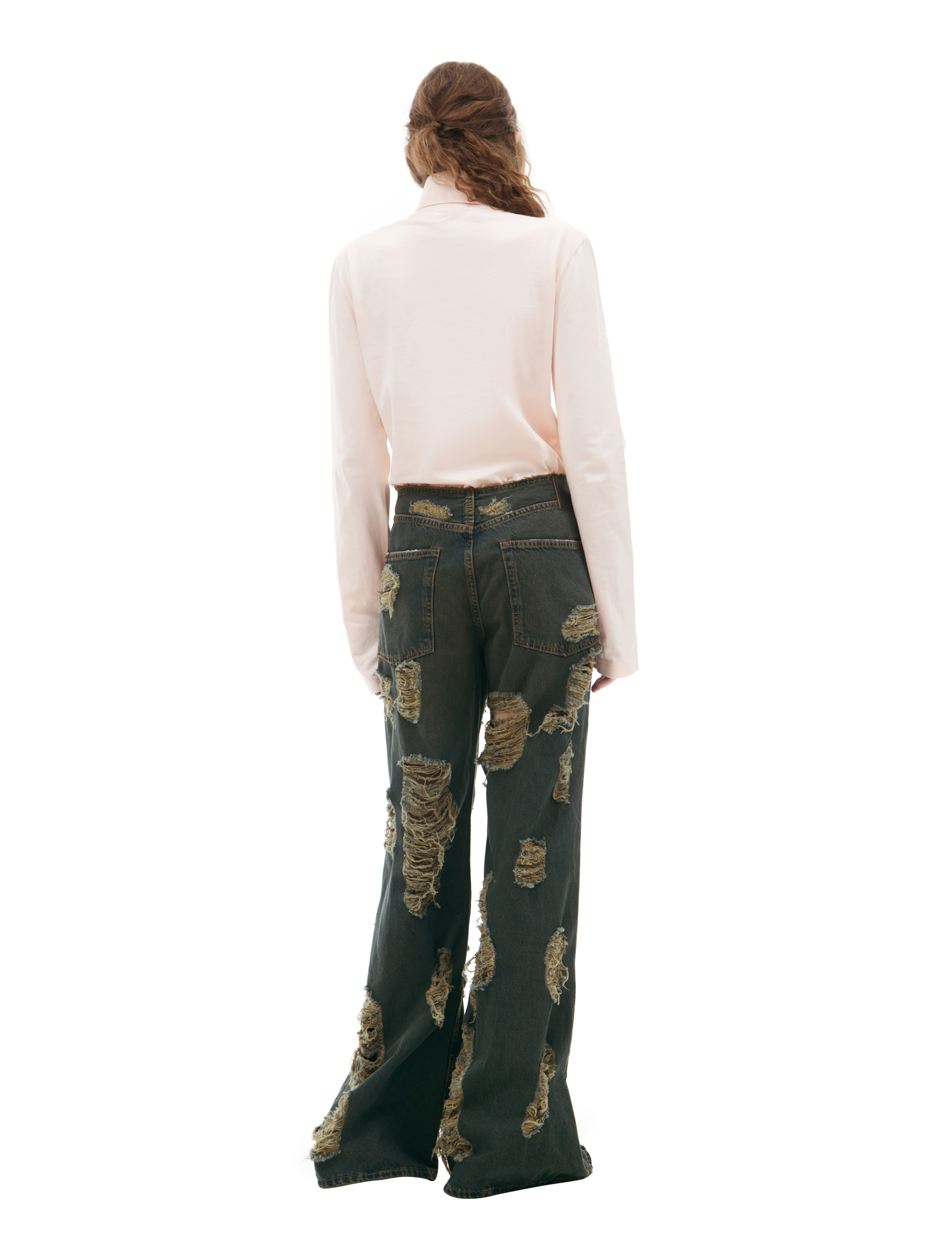 Acne Studios Ripped Jeans With Scuffed Effect In Green