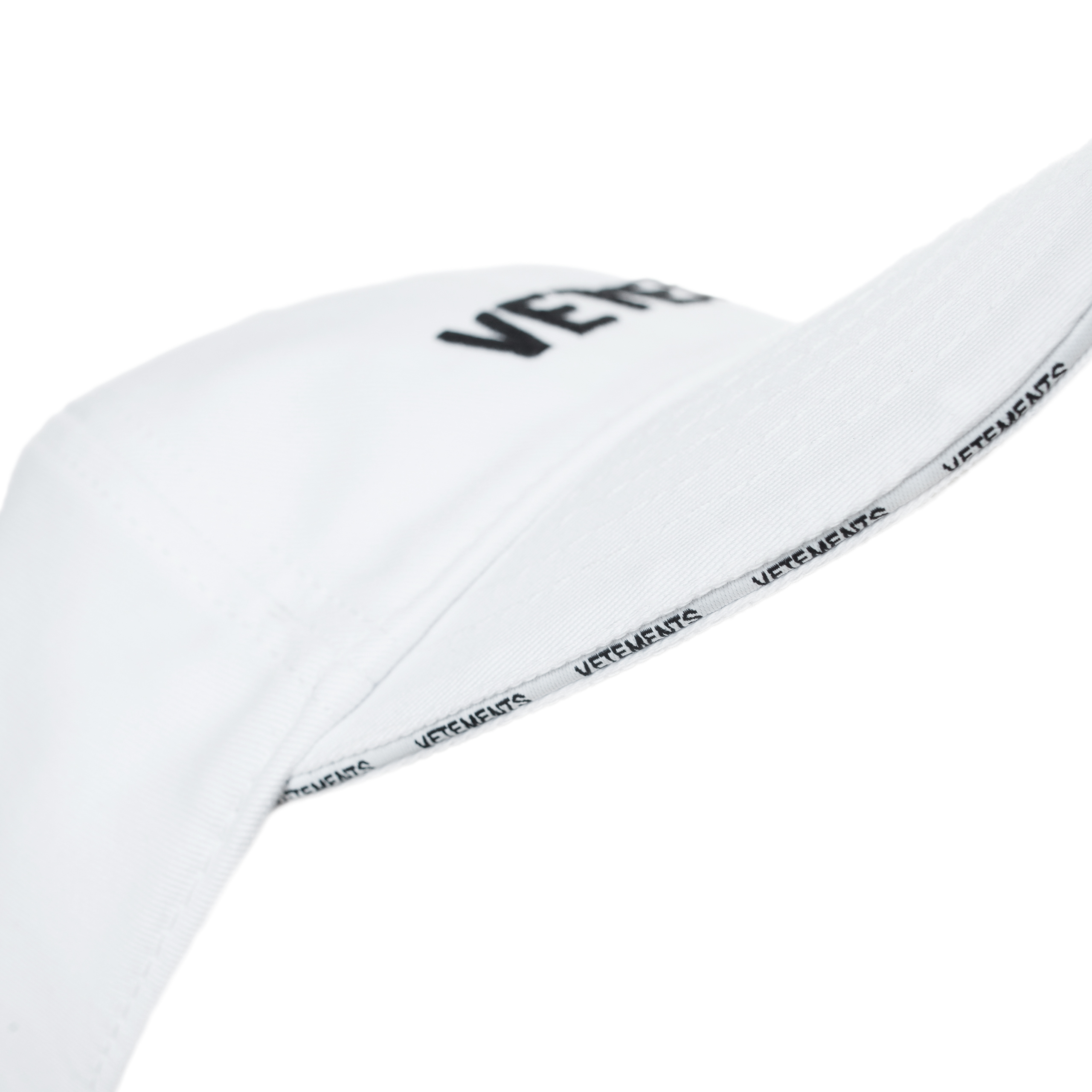 Buy VETEMENTS men white embroidered logo cap for $470 online