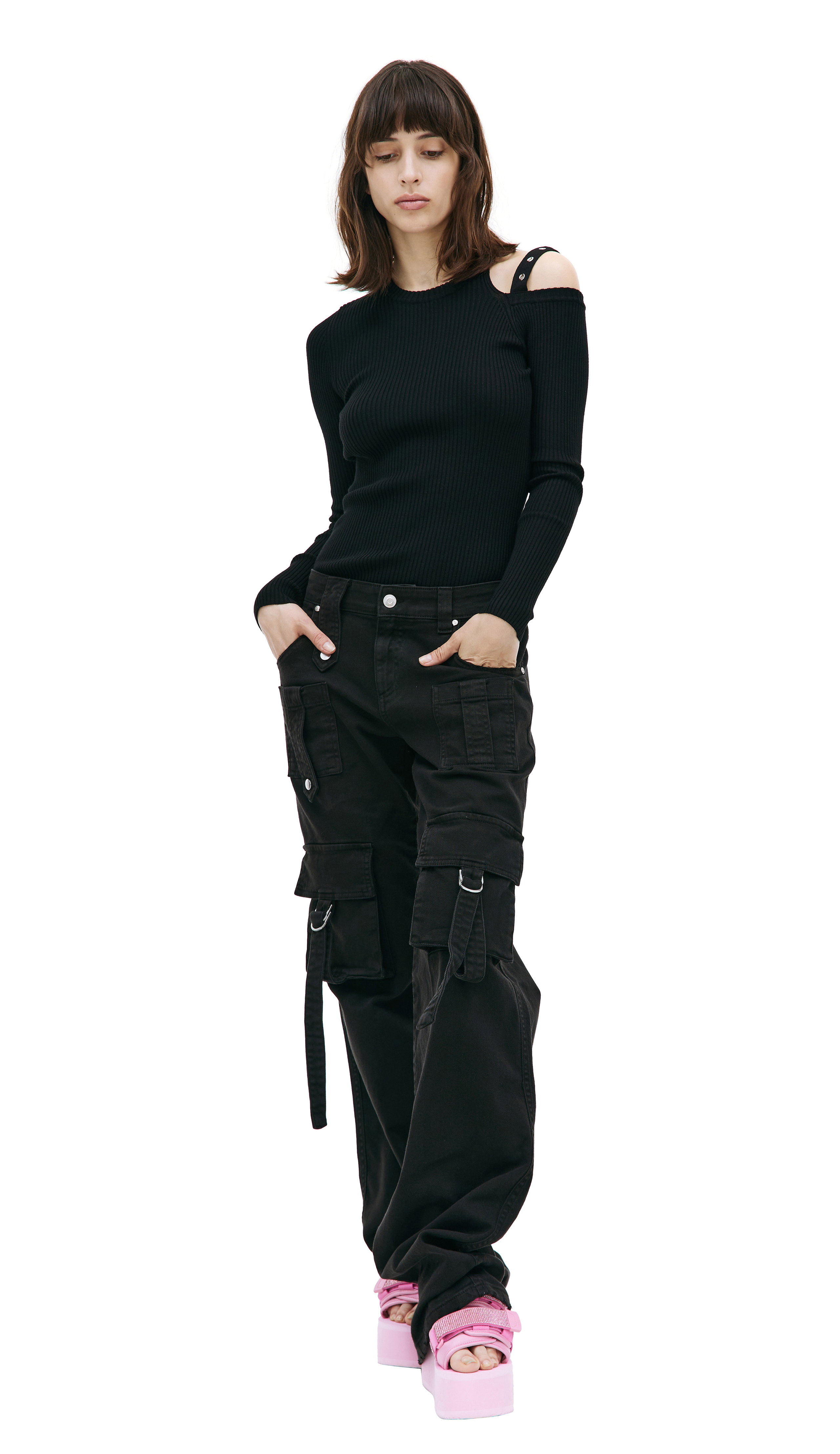 パンツ BLUMARINE Woman Pants Black 2P164A N0990 Blumarine Panelled Trousers | Black | FARFETCH