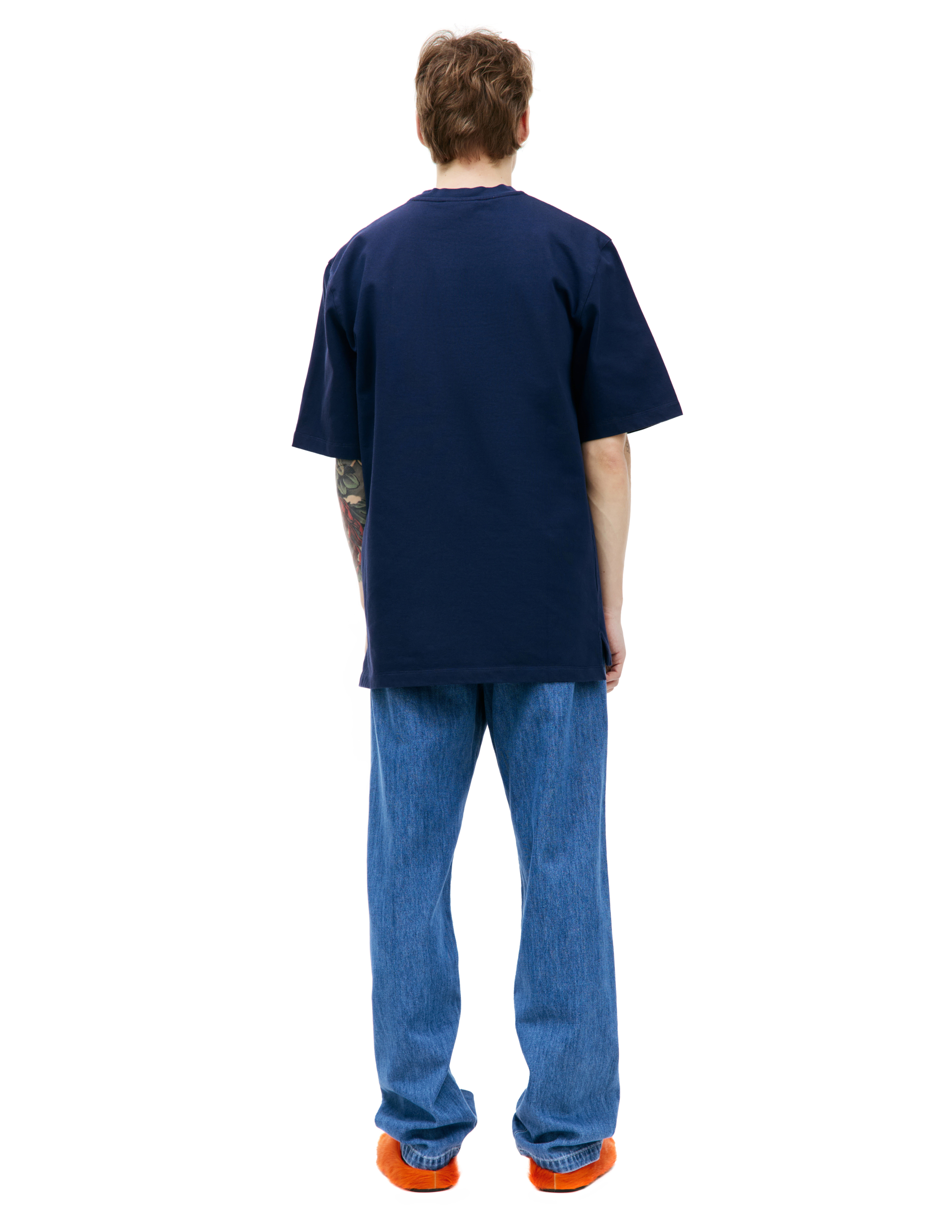 Shop Marni Navy Oversized T-shirt In Navy Blue