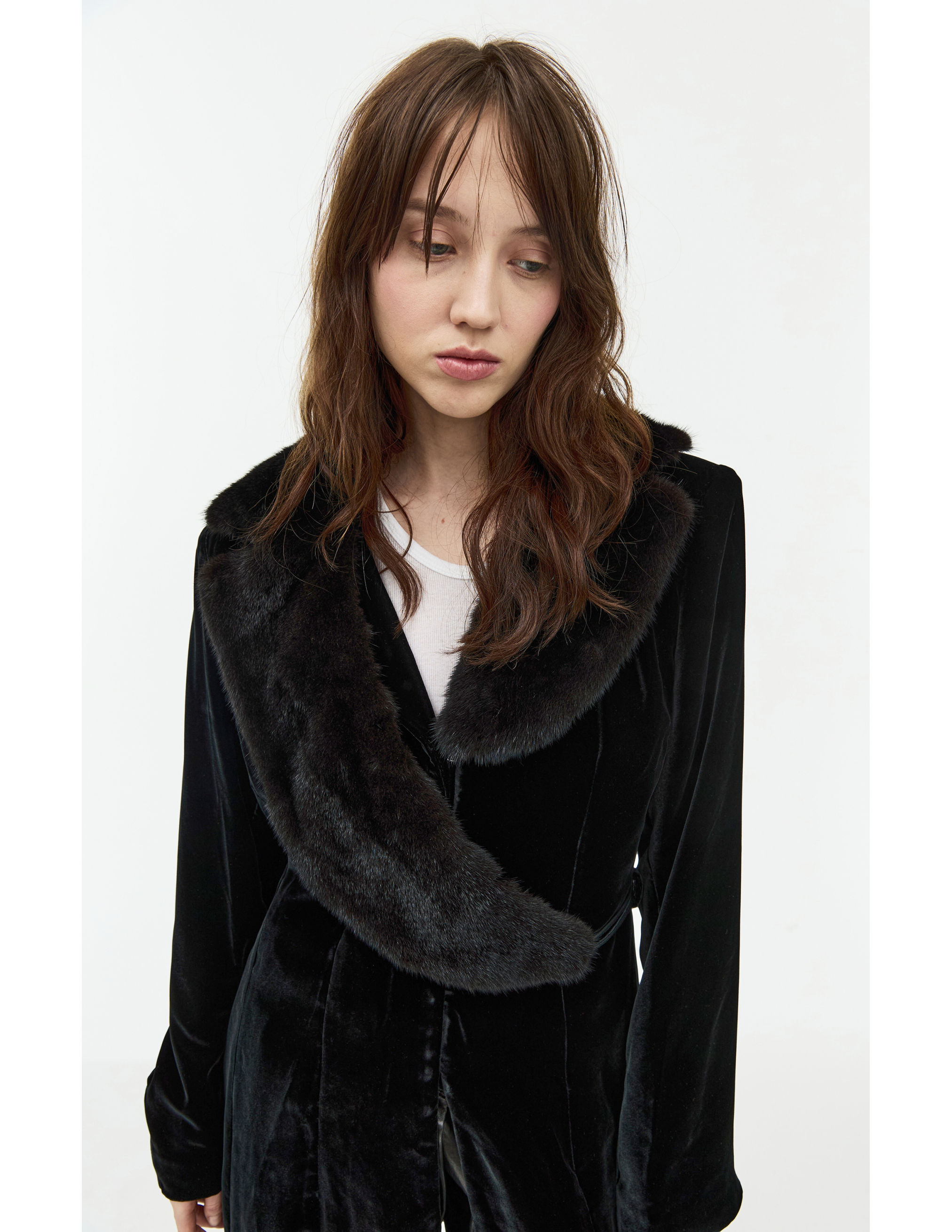 Shop Enfants Riches Deprimes Coat With Mink Collar In Black