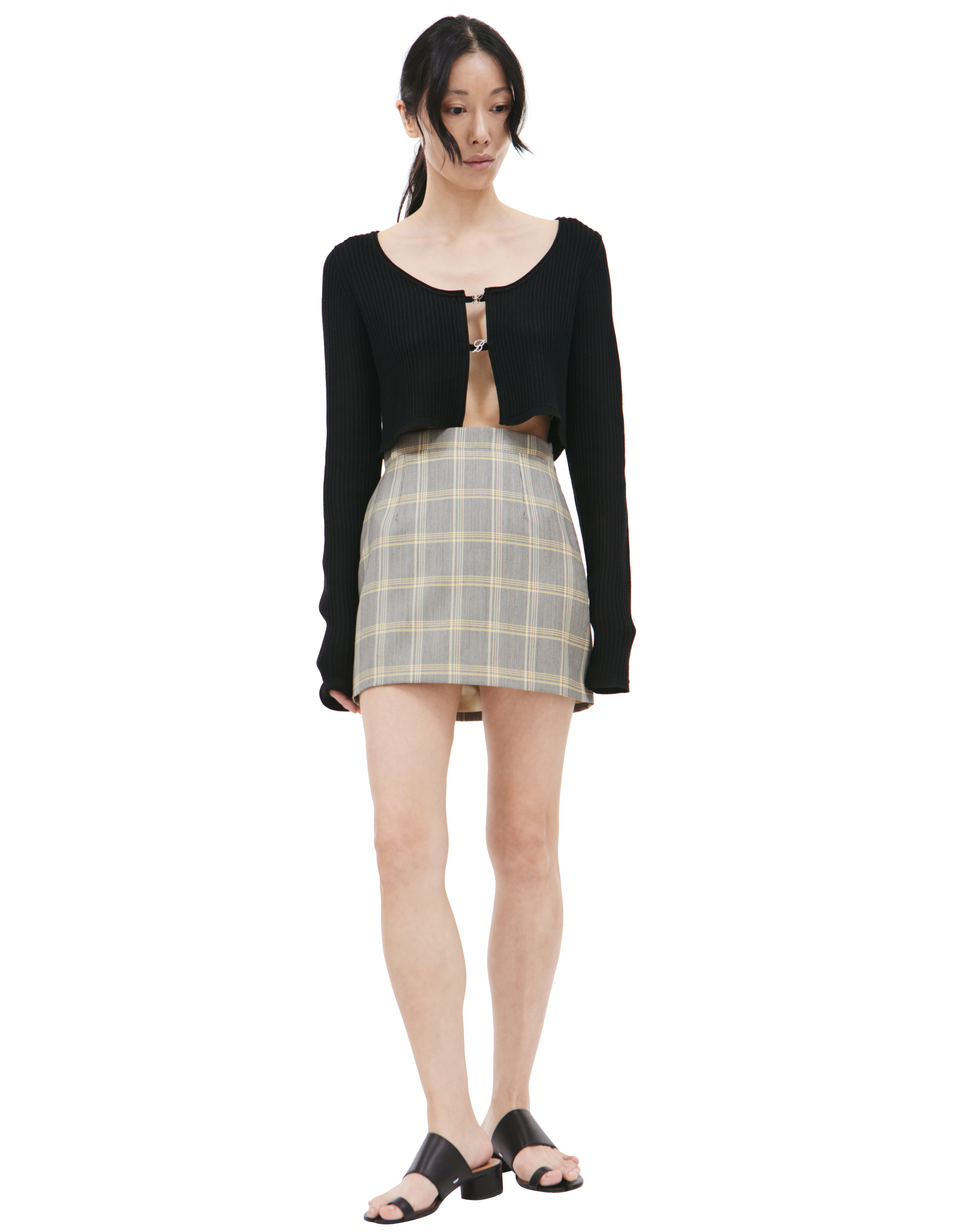 Shop Marni Mini Plaid Skirt In Grey