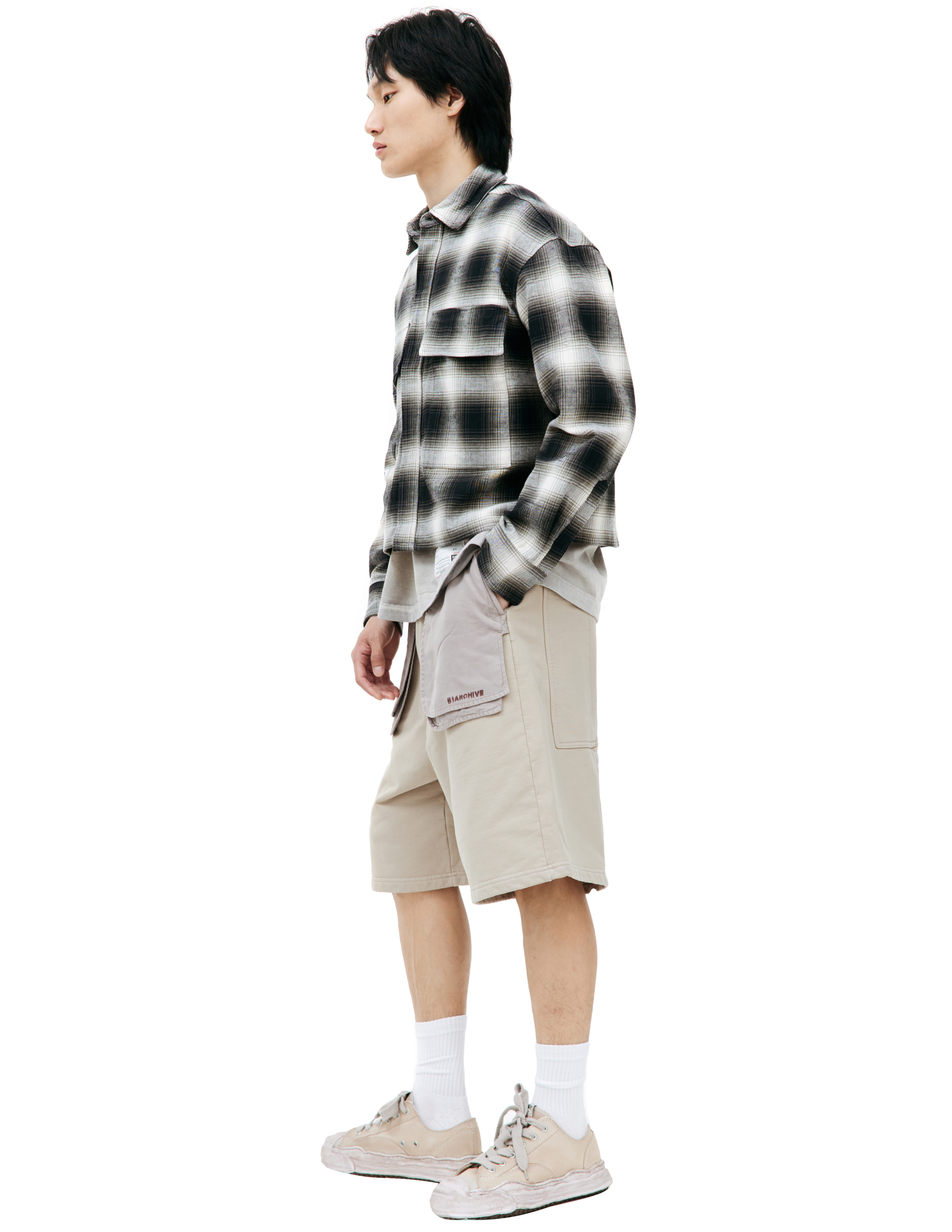 Shop B1archive Checkered Logo Shirt In Grey