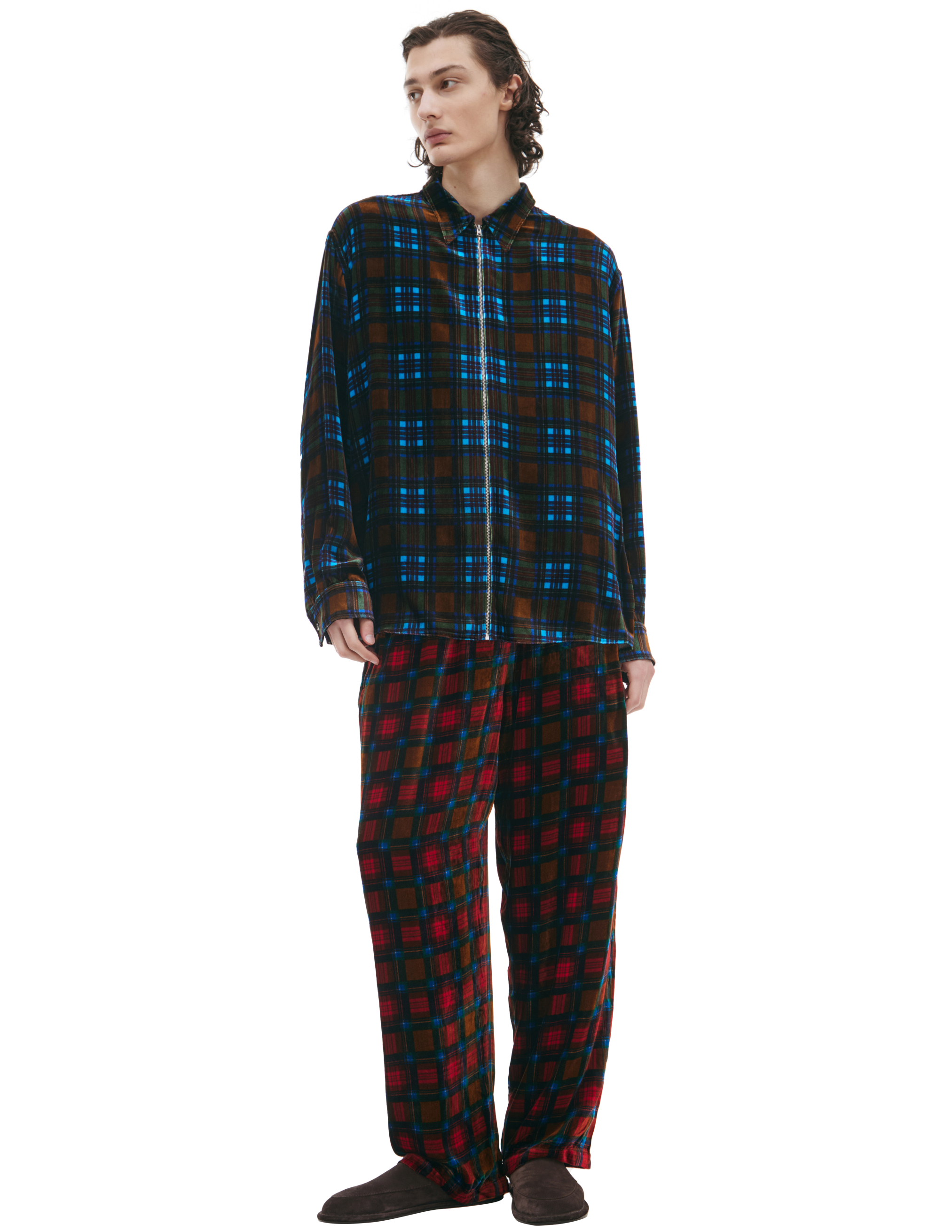 Zippered plaid shirt