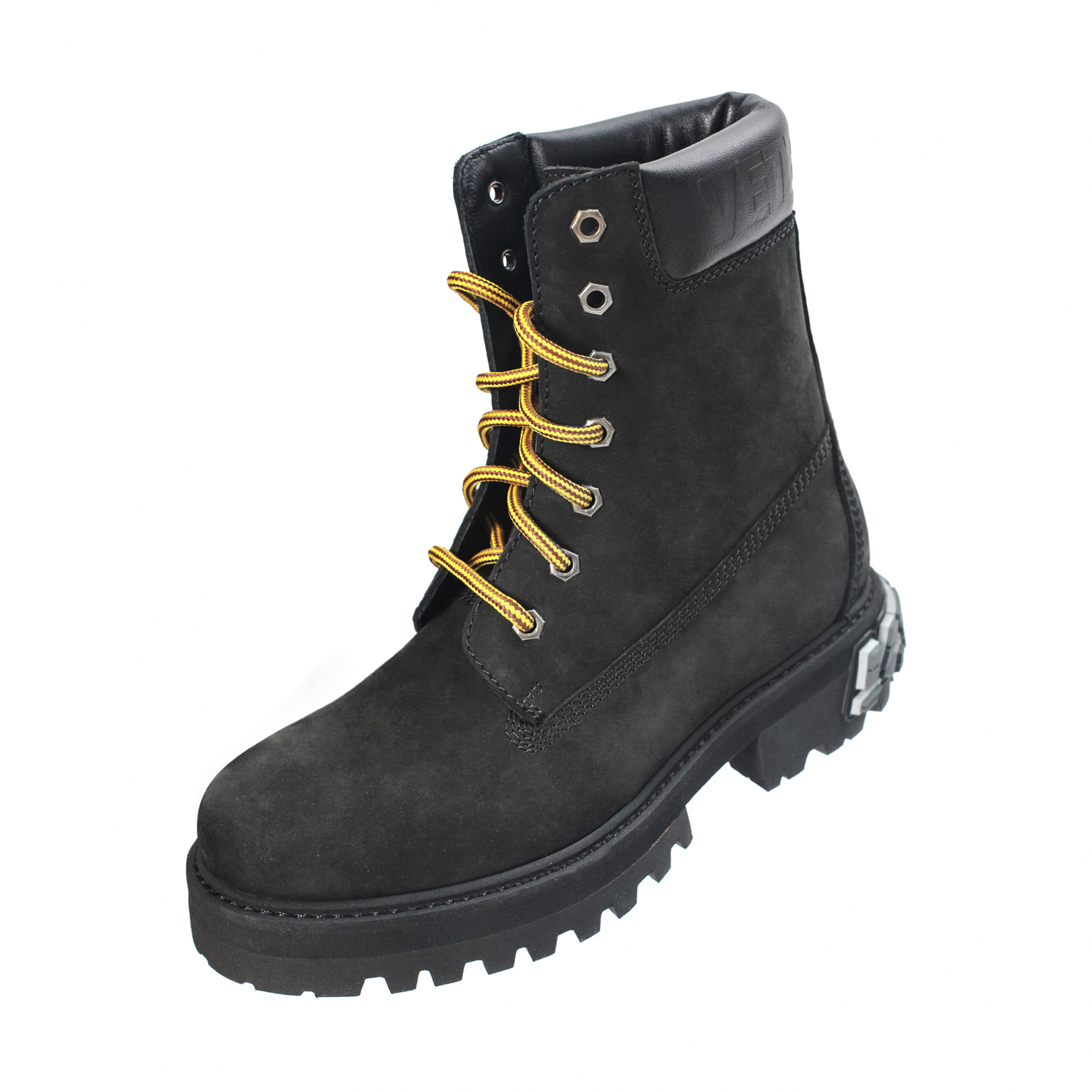 Black Rubbered Logo Boots
