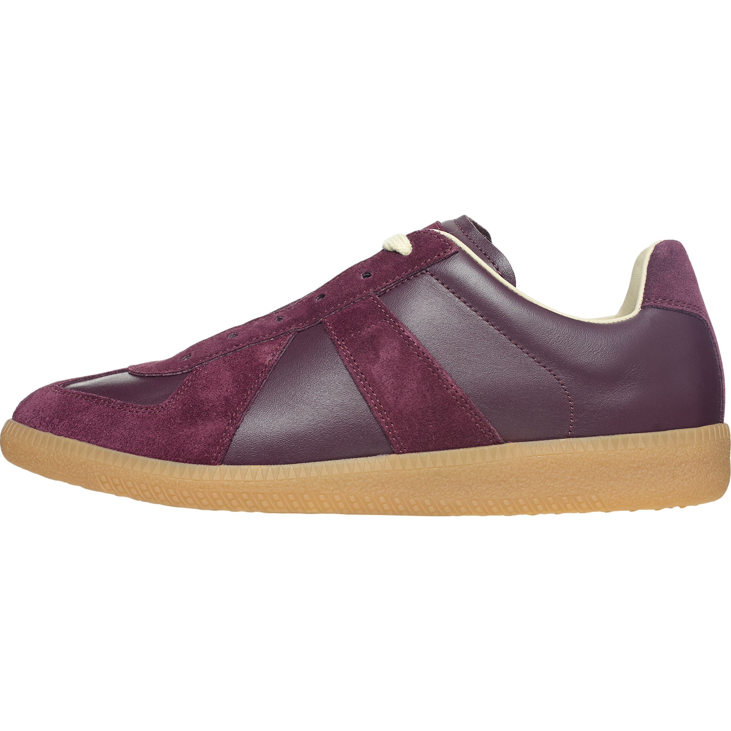 Shop Maison Margiela Replica Leather Sneakers In Burgundy