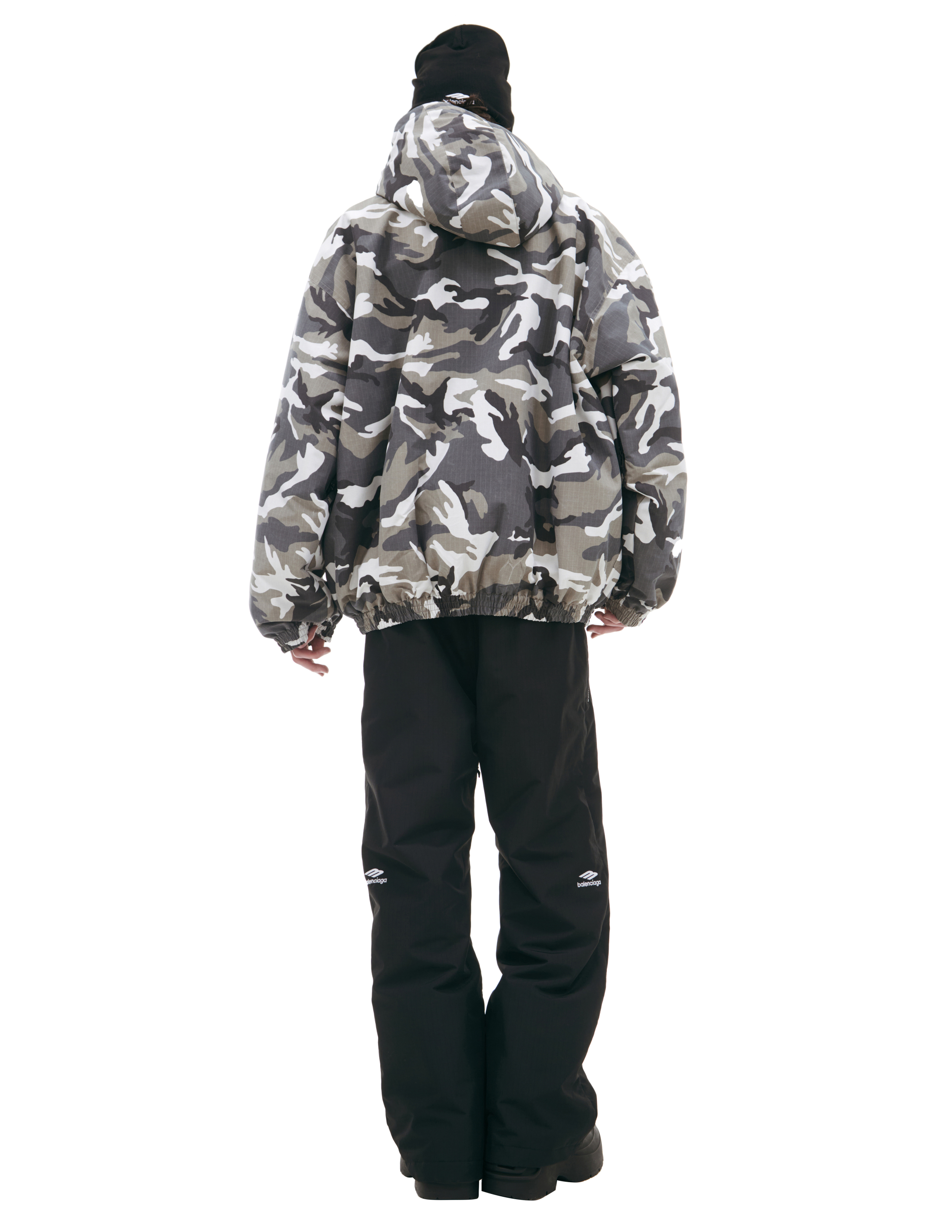 Balenciaga Camouflage Hooded Jacket In Grey