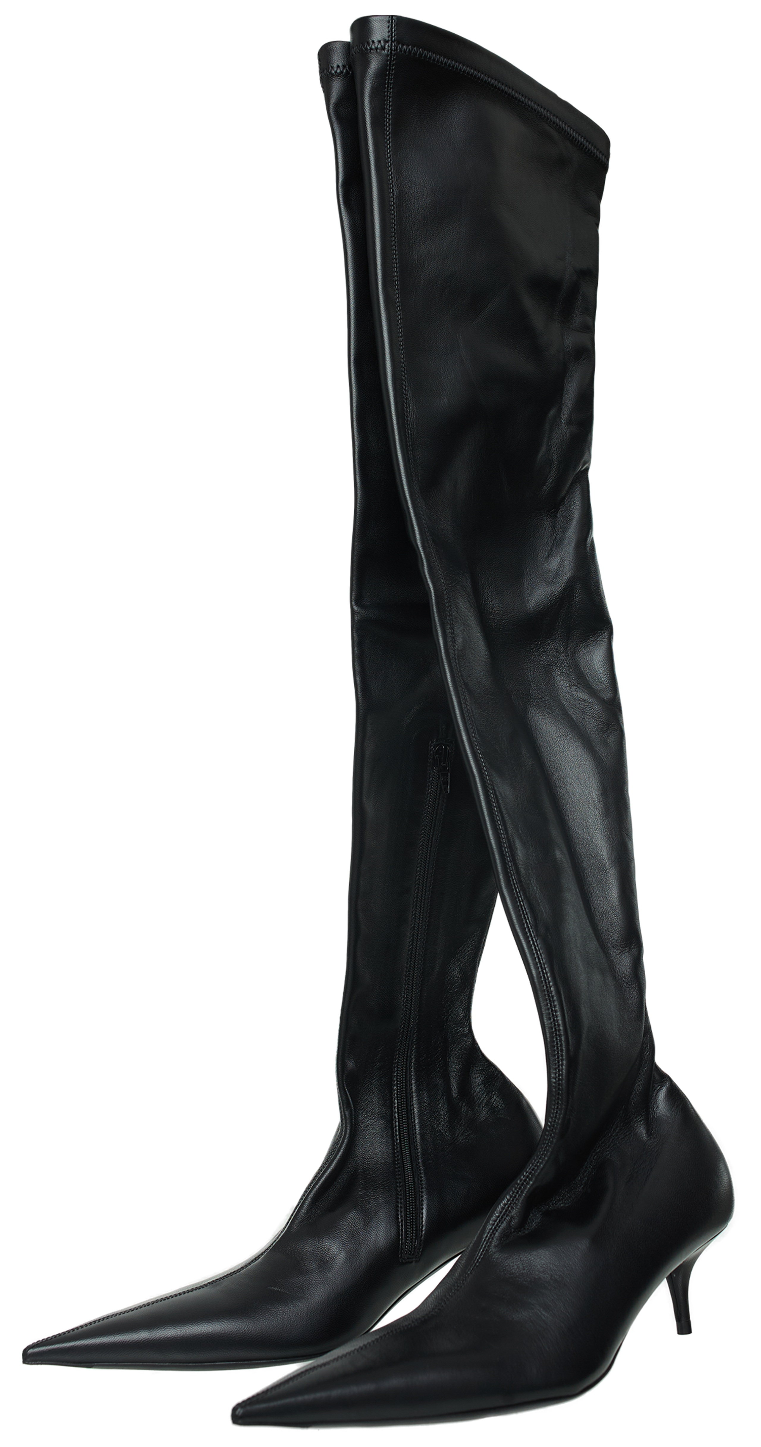Buy Balenciaga women black avenue leather boots for $2,240 online