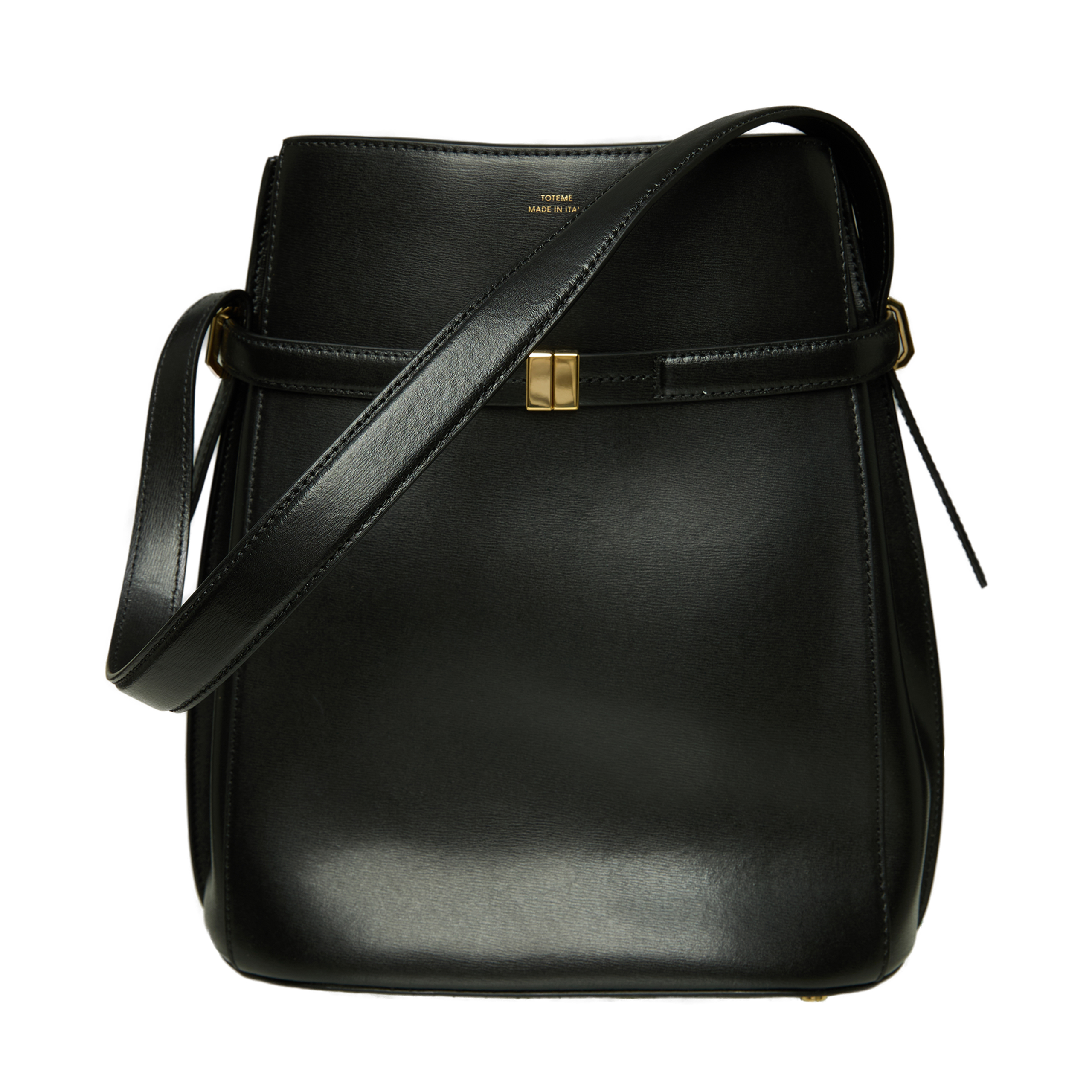 TOTEME Black Belted Leather Bucket Bag