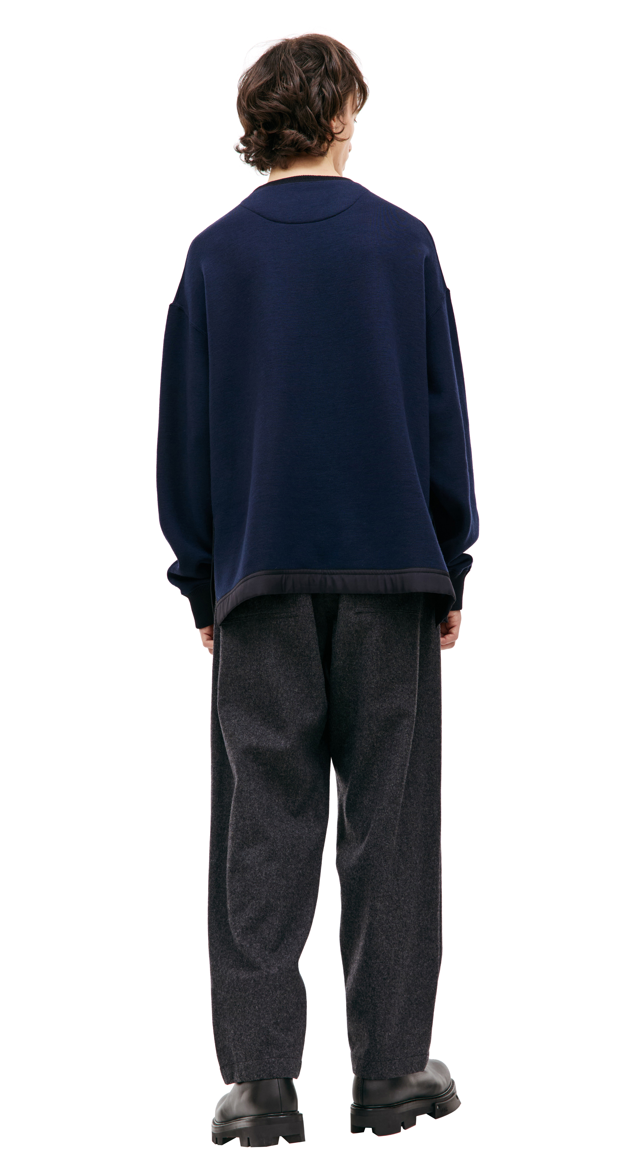 Buy Jil Sander men navy blue combo sweatshirt with slits for