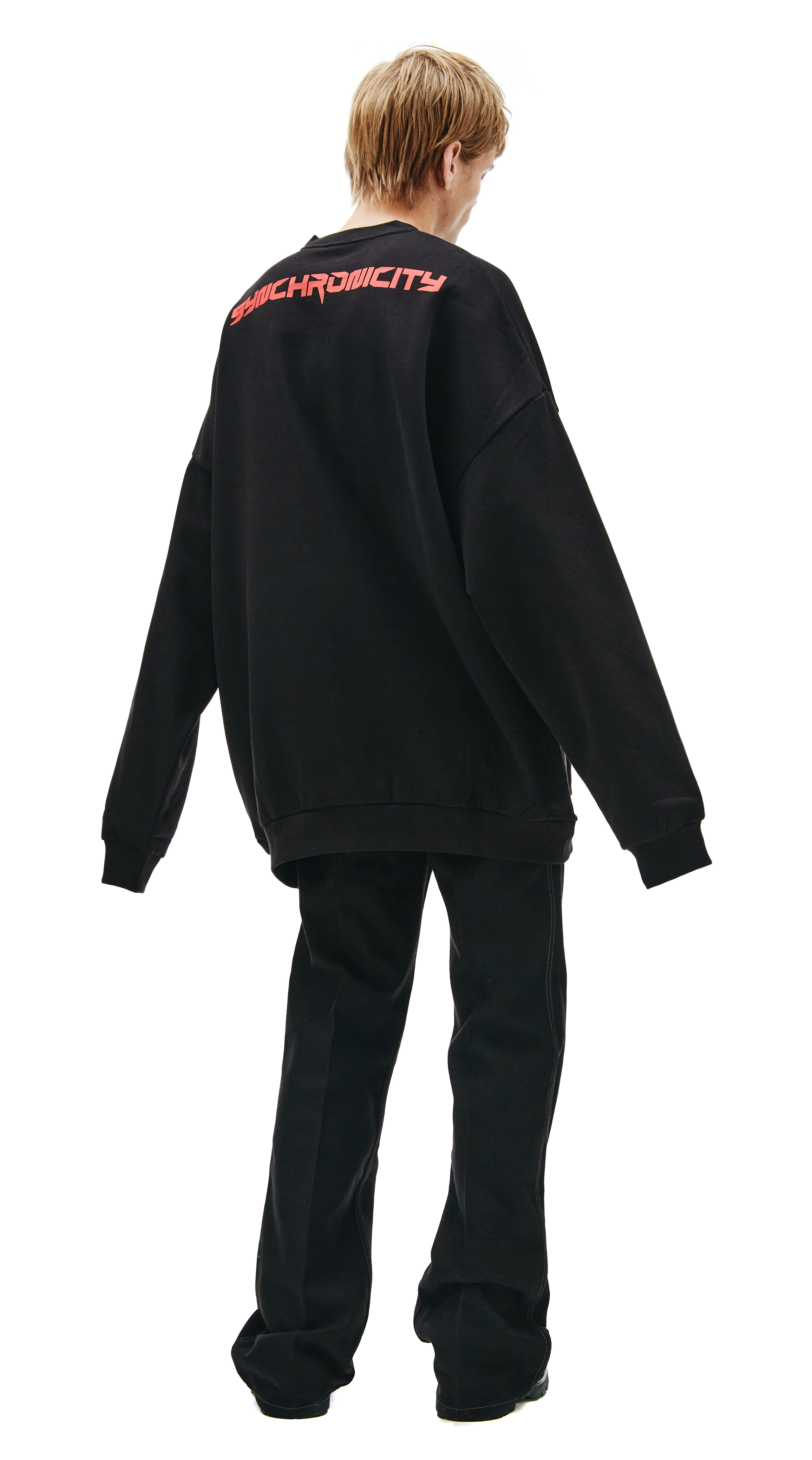 Buy Raf Simons men synchronicity sweatshirt in black for $690