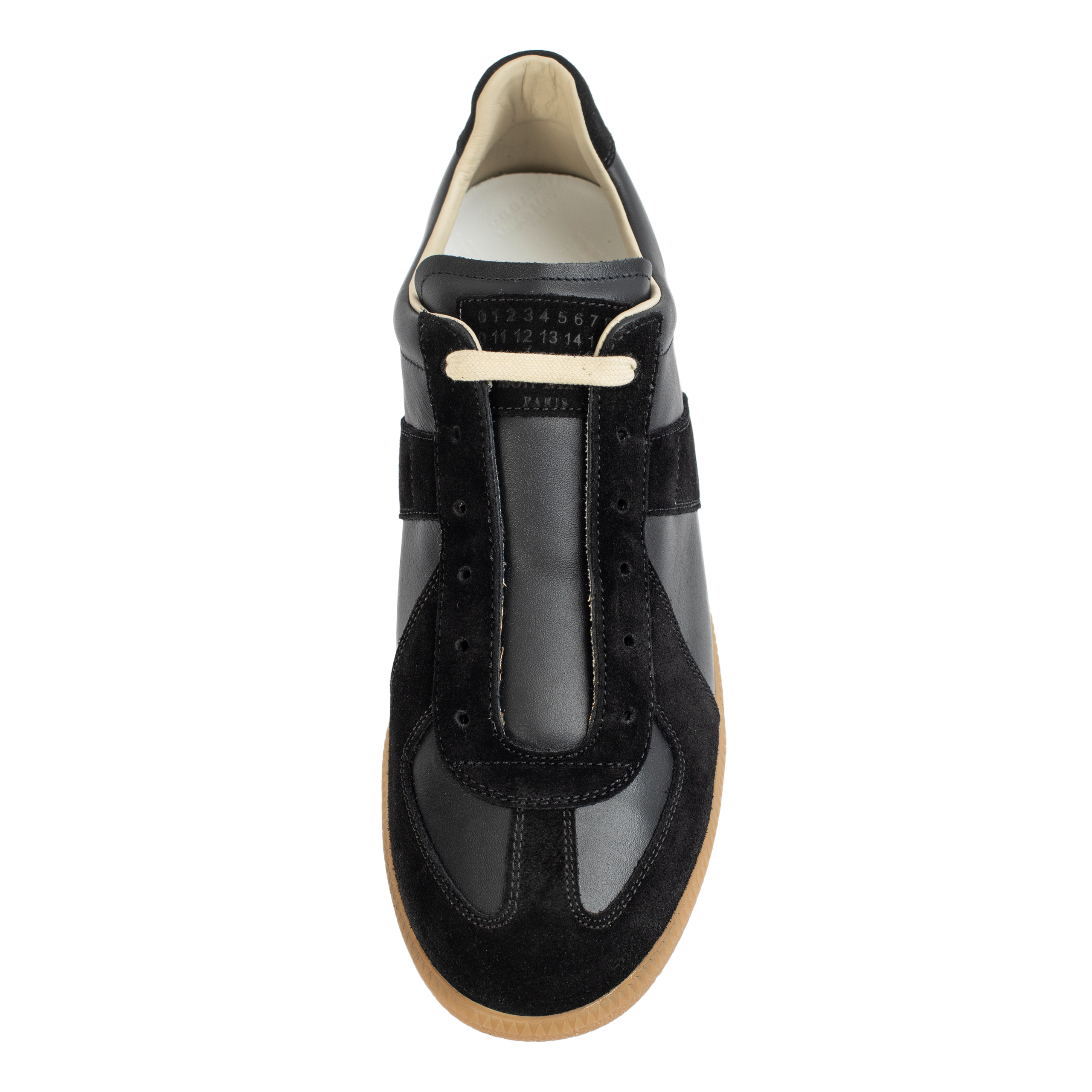 Buy Maison Margiela men black leather sneakers for $870 online on