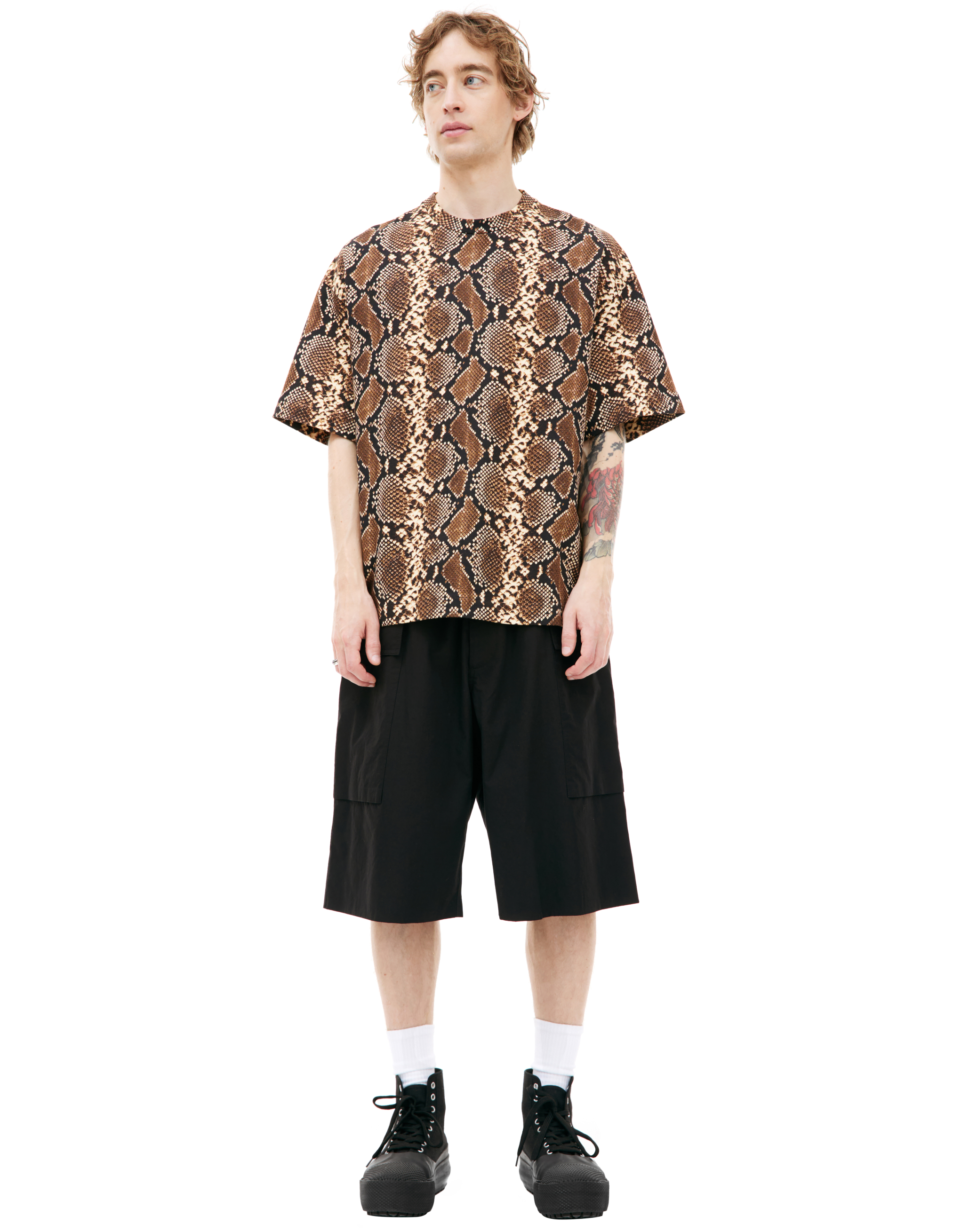 Shop Jil Sander Snake Pattern T-shirt In Brown