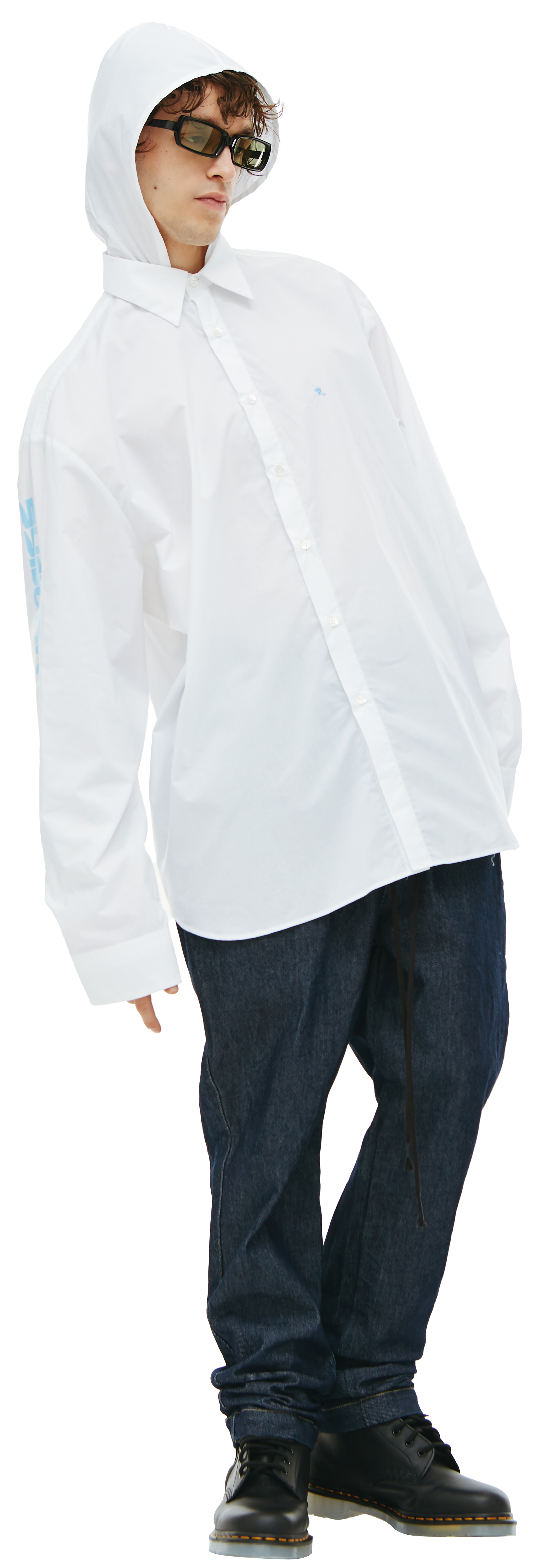 White logo shirt with hood