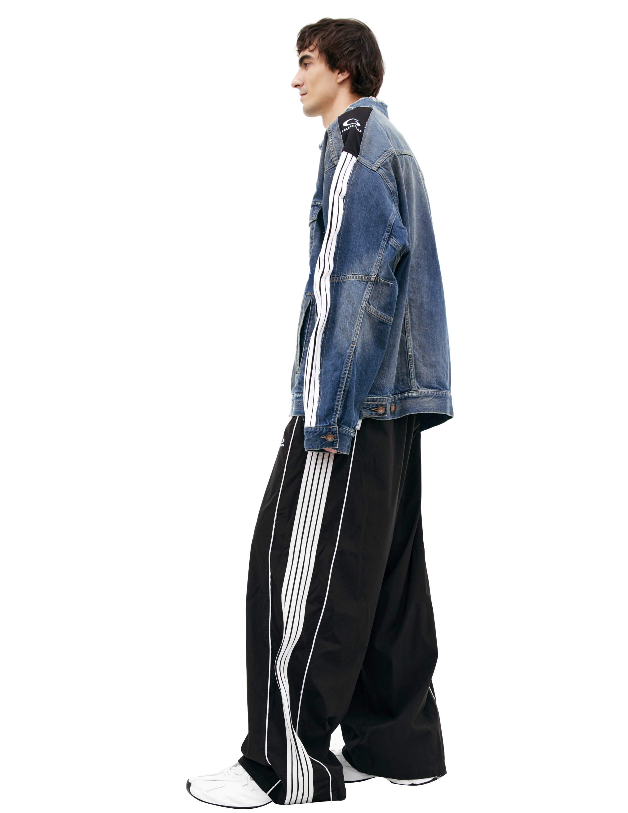 Balenciaga Denim Jacket With Stripes In Gold