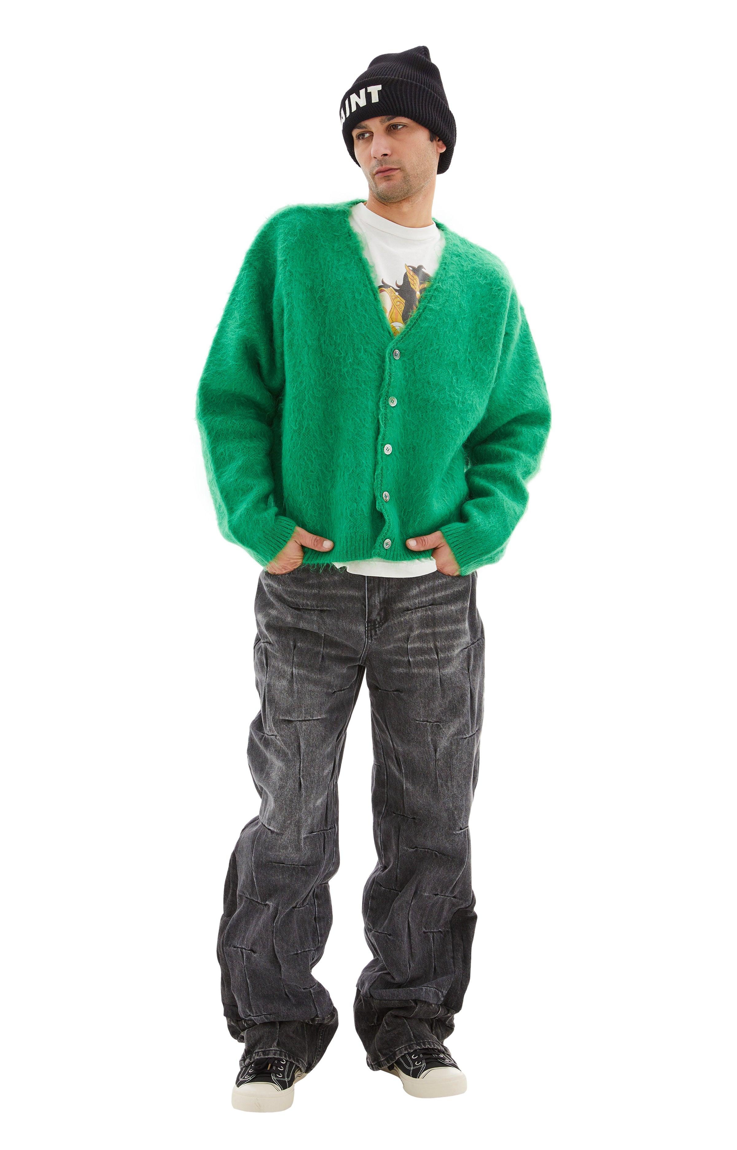 Buy Saint Mxxxxxx men sm mohair cardigan for $440 online on SV77