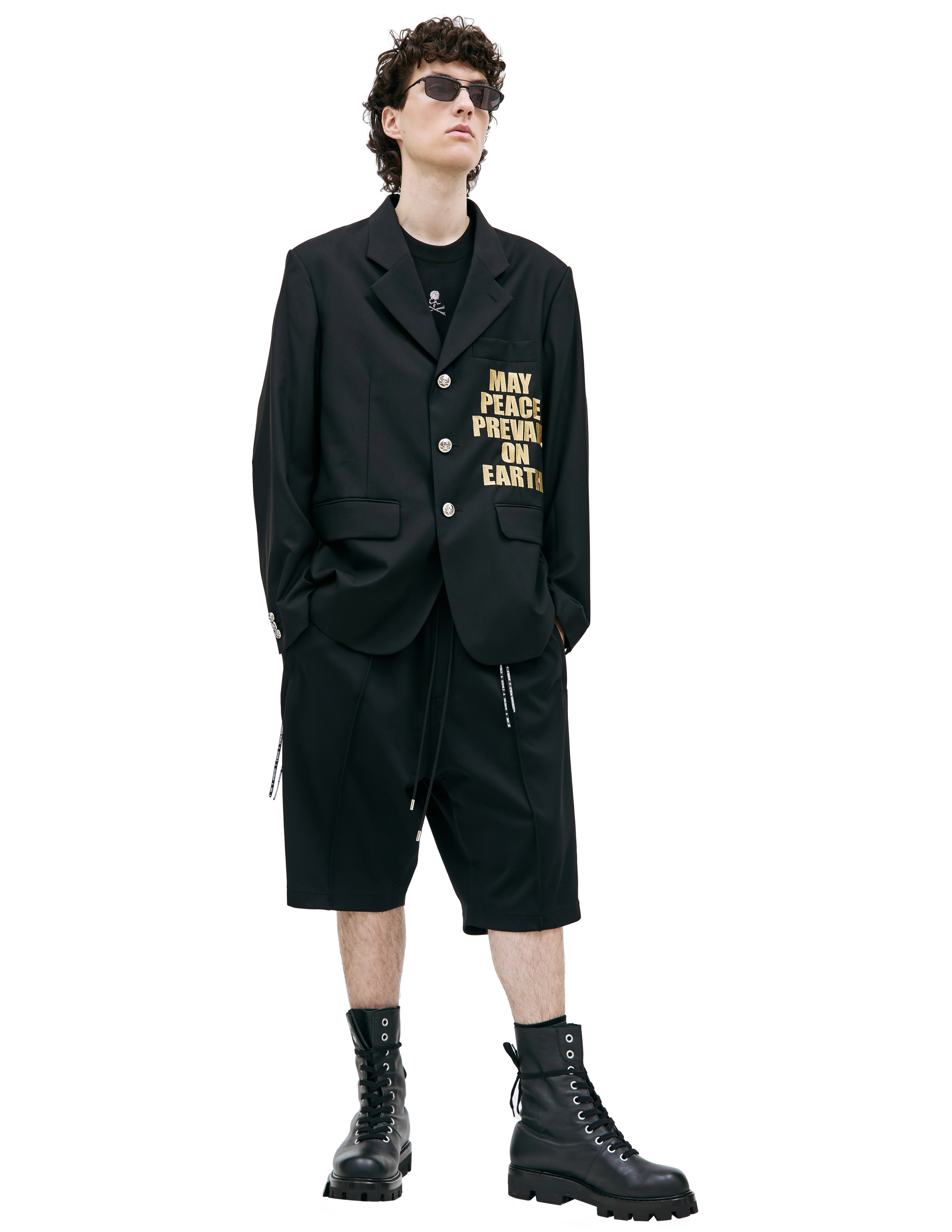 Mastermind WORLD 'May Peace' embroidered wool blazer