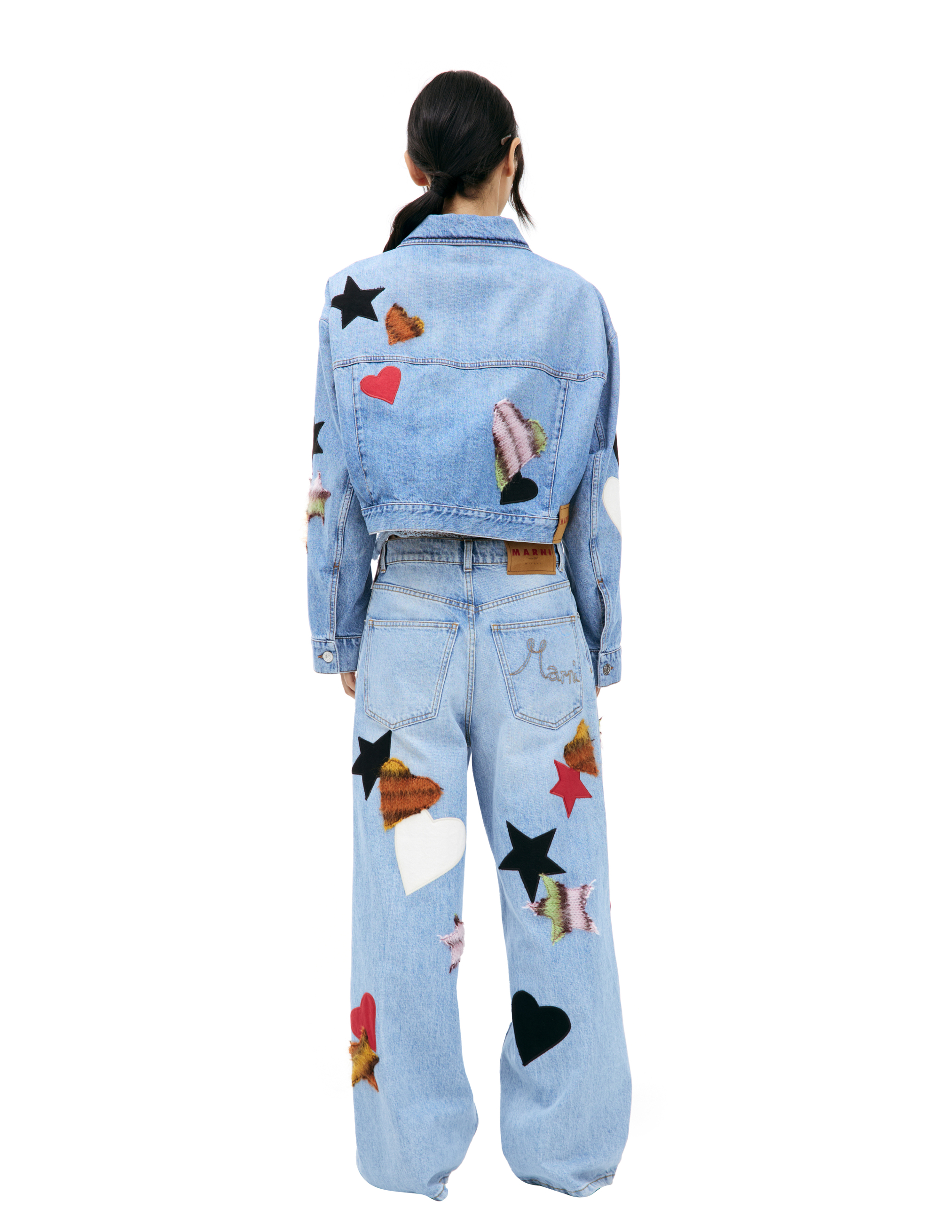 Shop Marni Straight Jeans With Patches In Blue