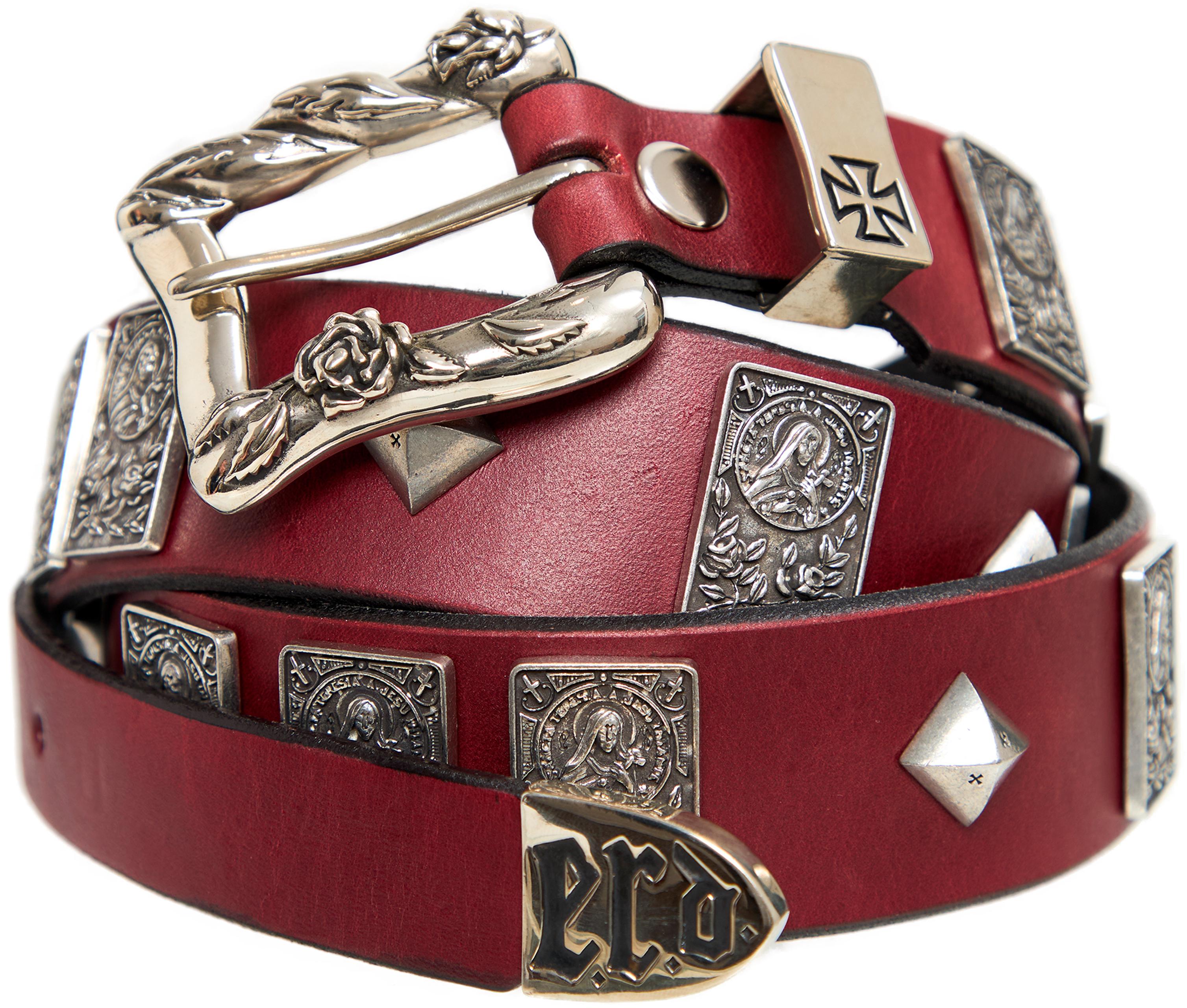 Buy Enfants Riches Déprimés women red belt with metal accents for