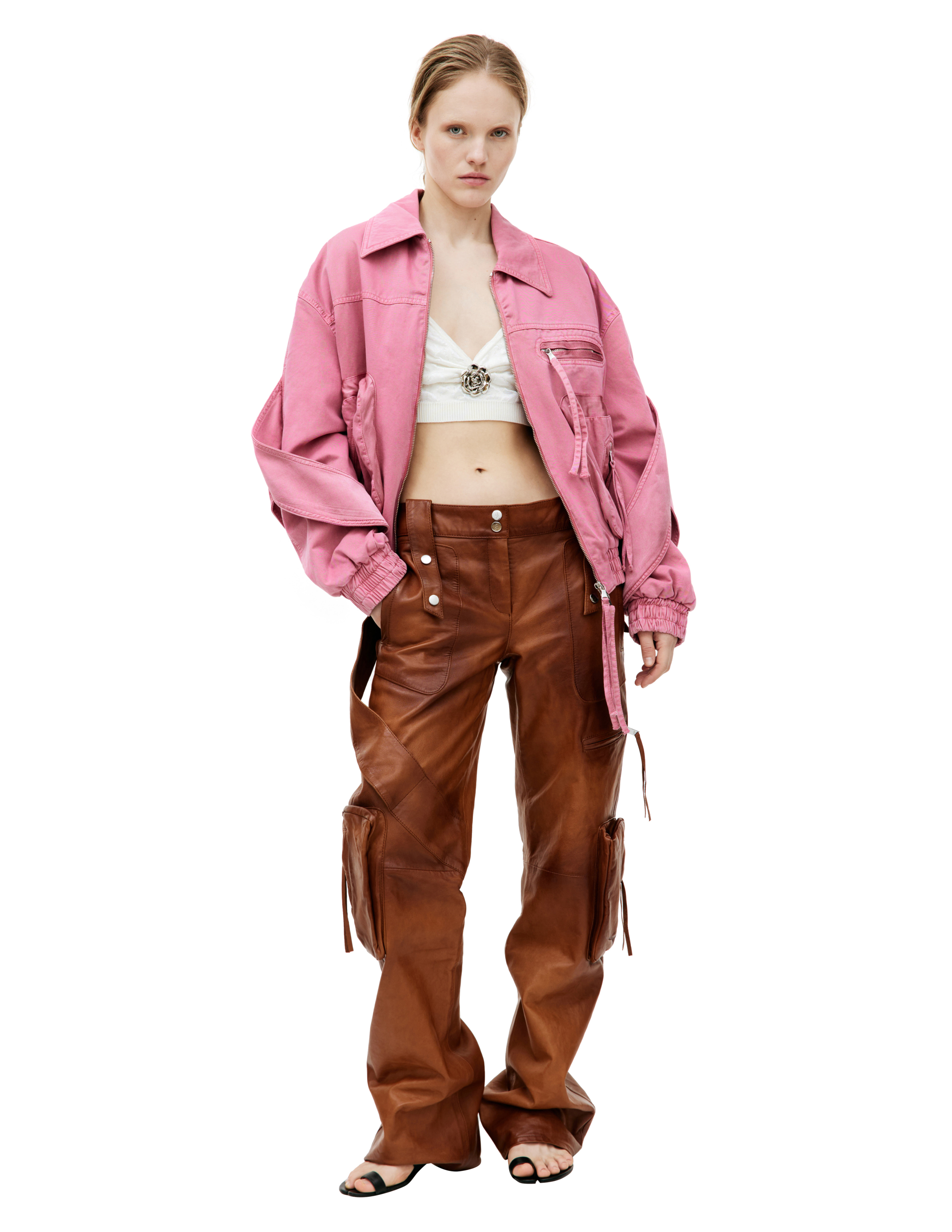 Shop Blumarine Pink Padded Bomber Jacket