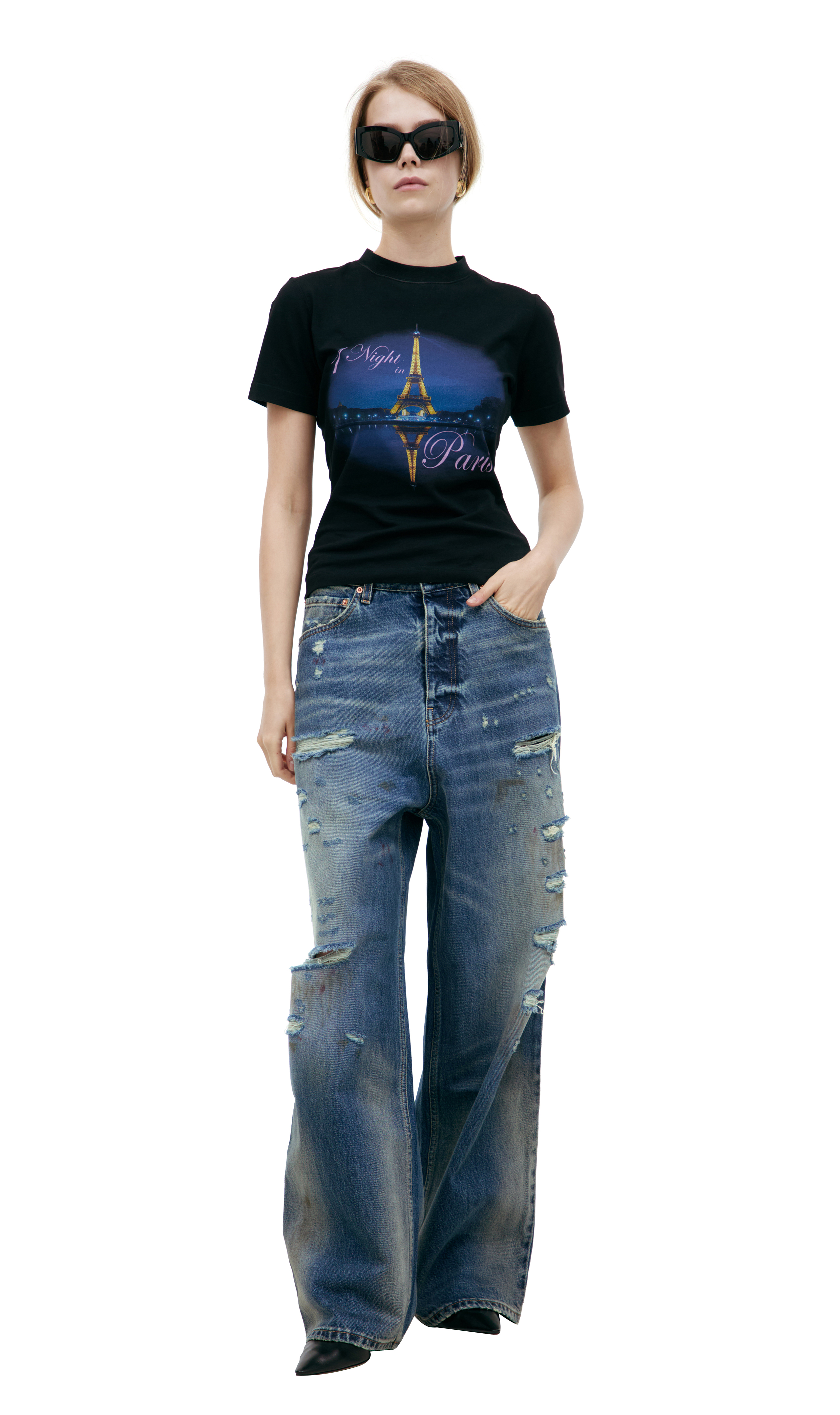 Night In Paris Fitted T-shirt Washed Black
