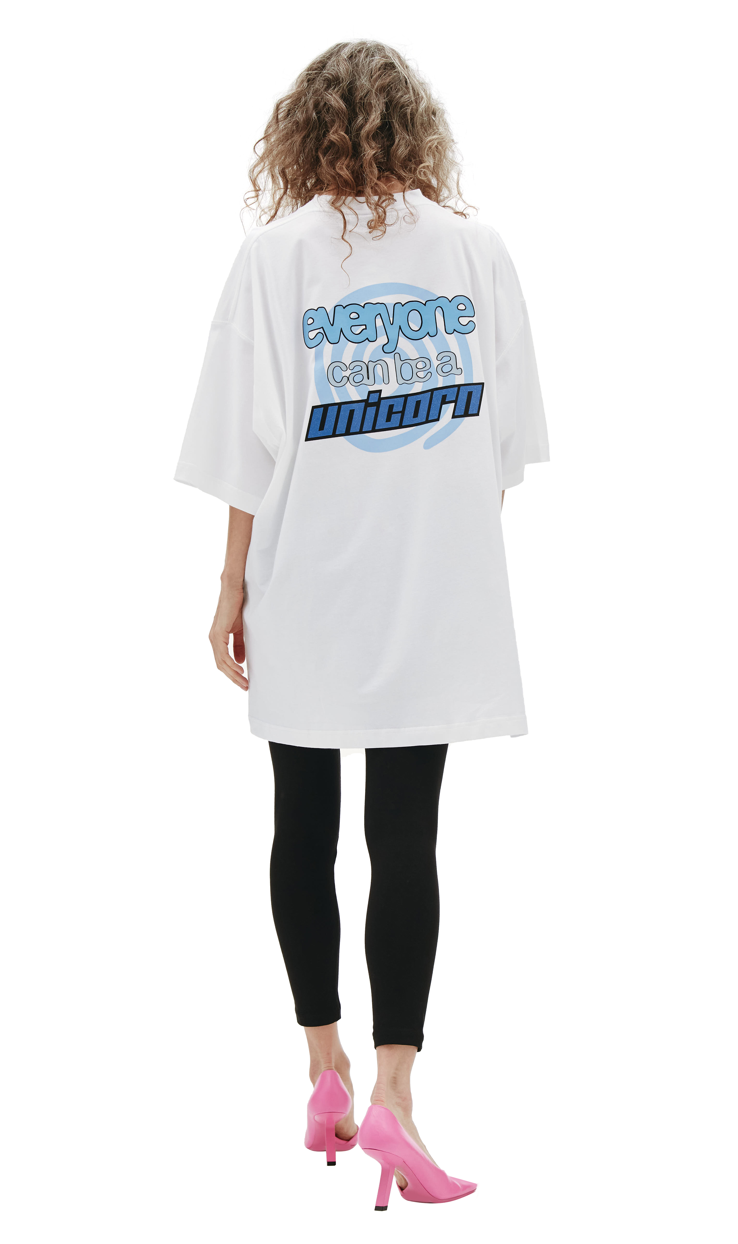 Buy VETEMENTS women white unicorn 3000 oversized t-shirt for $240