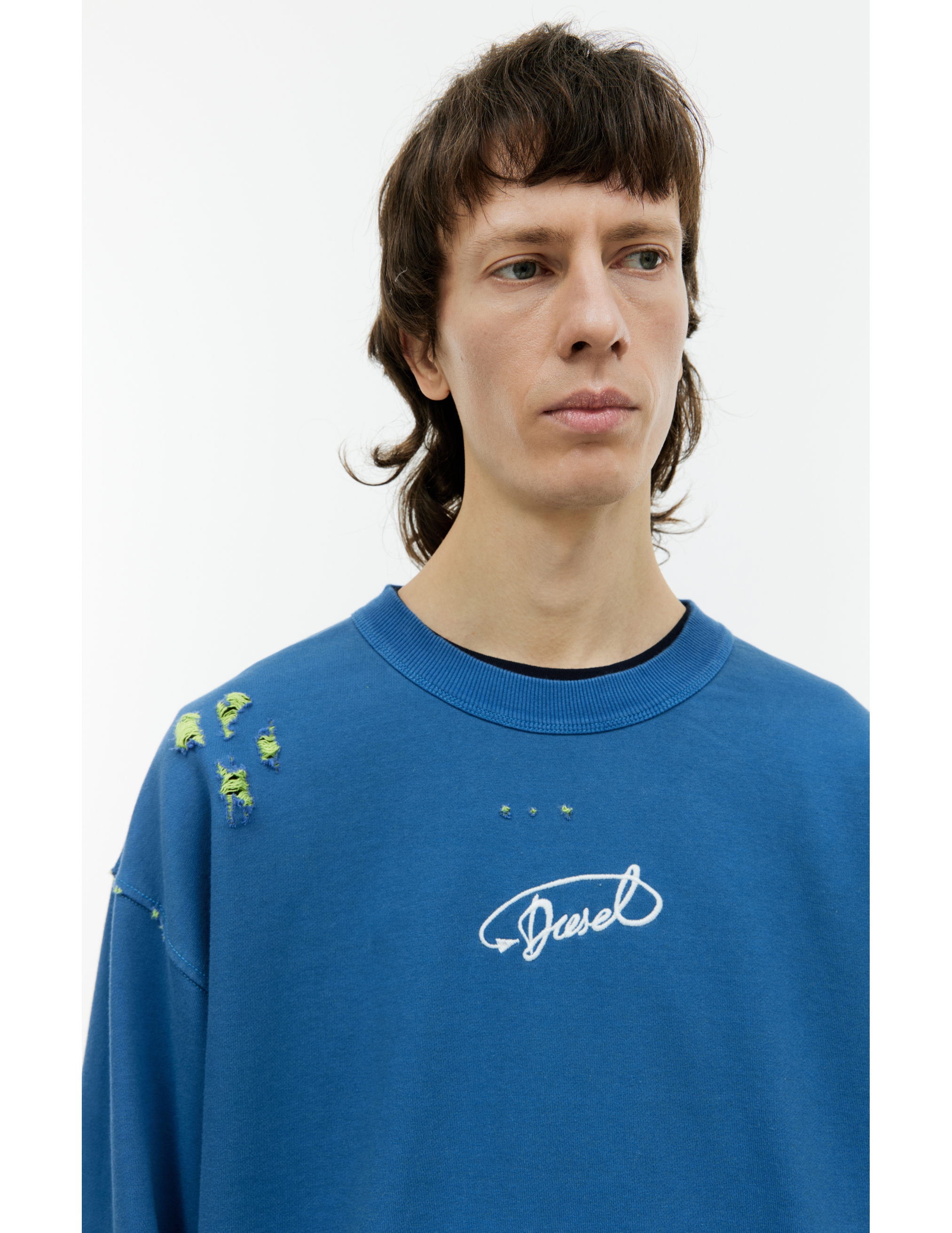 Shop Diesel S-macs Ripped Sweatshirt In Blue