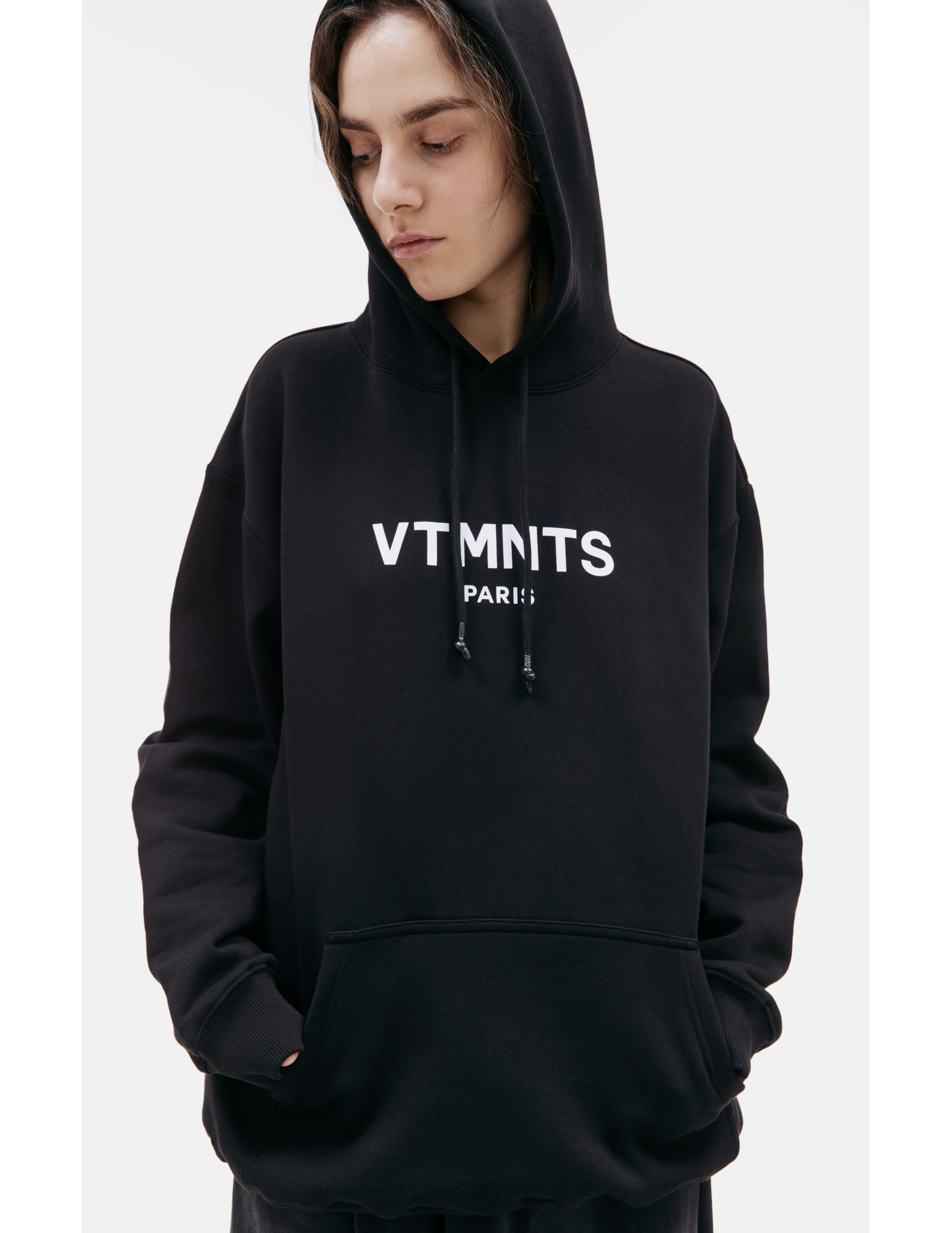 Shop Vtmnts Black Printed Hoodie