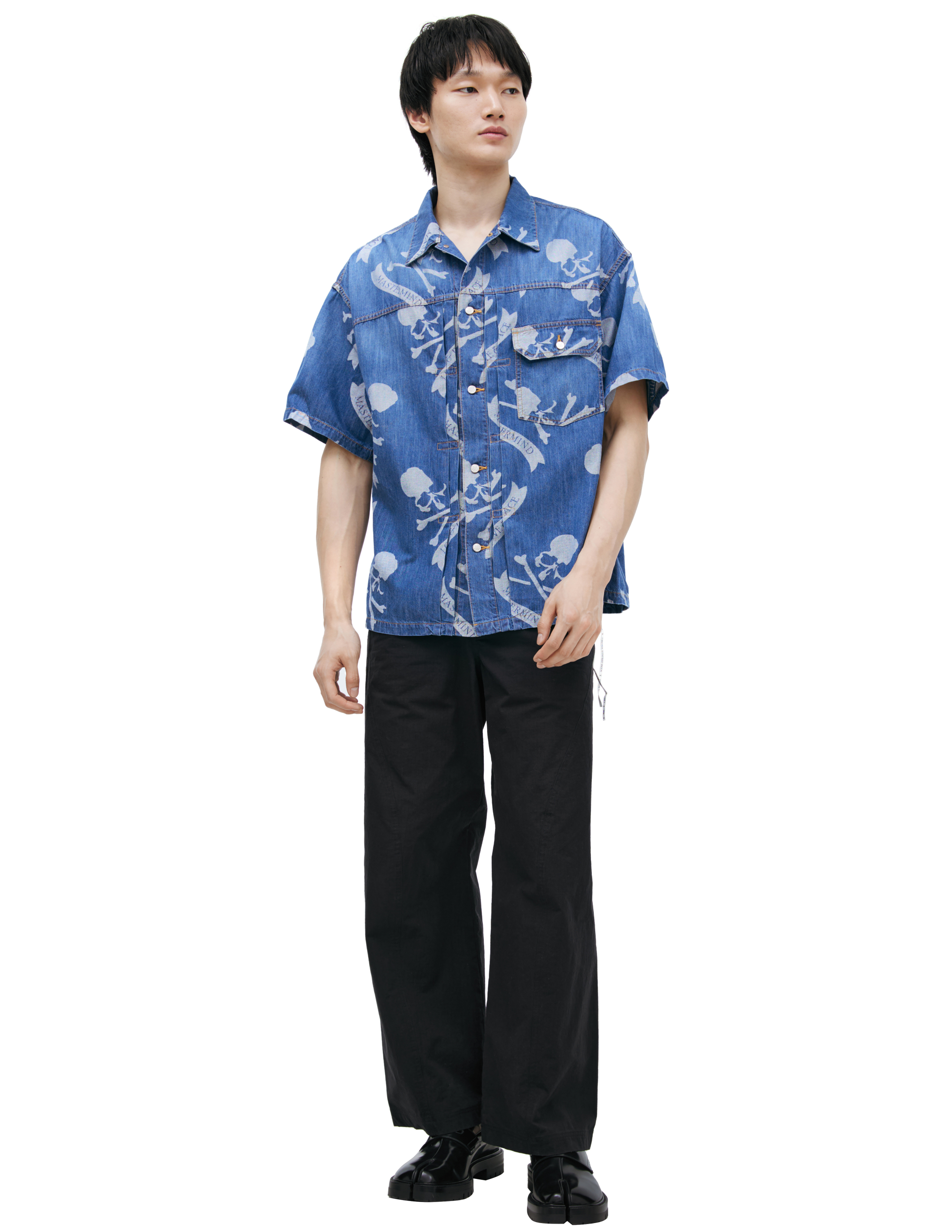 Mastermind WORLD Denim shirt with a single print