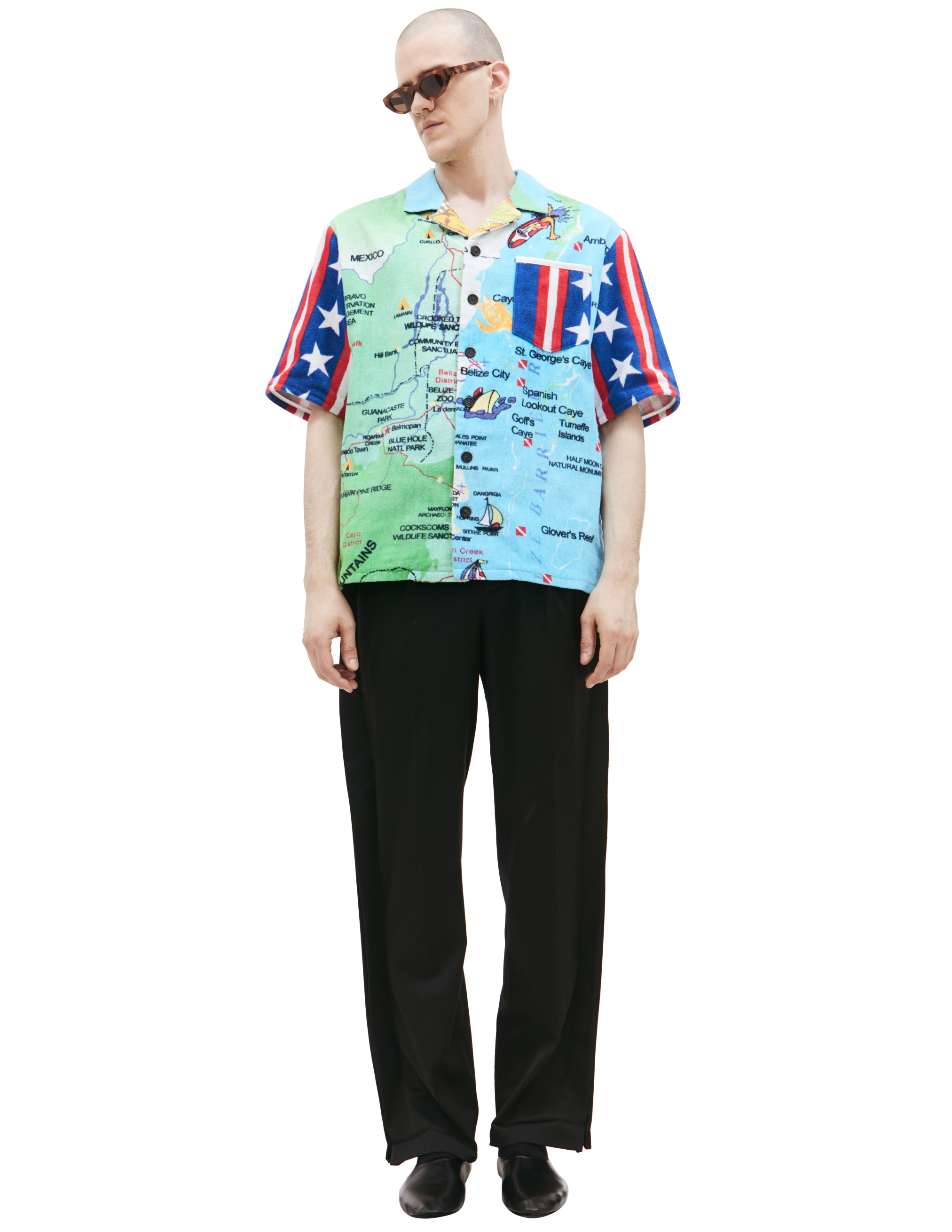 Shop Marine Serre Multicolor Patchwork Shirt