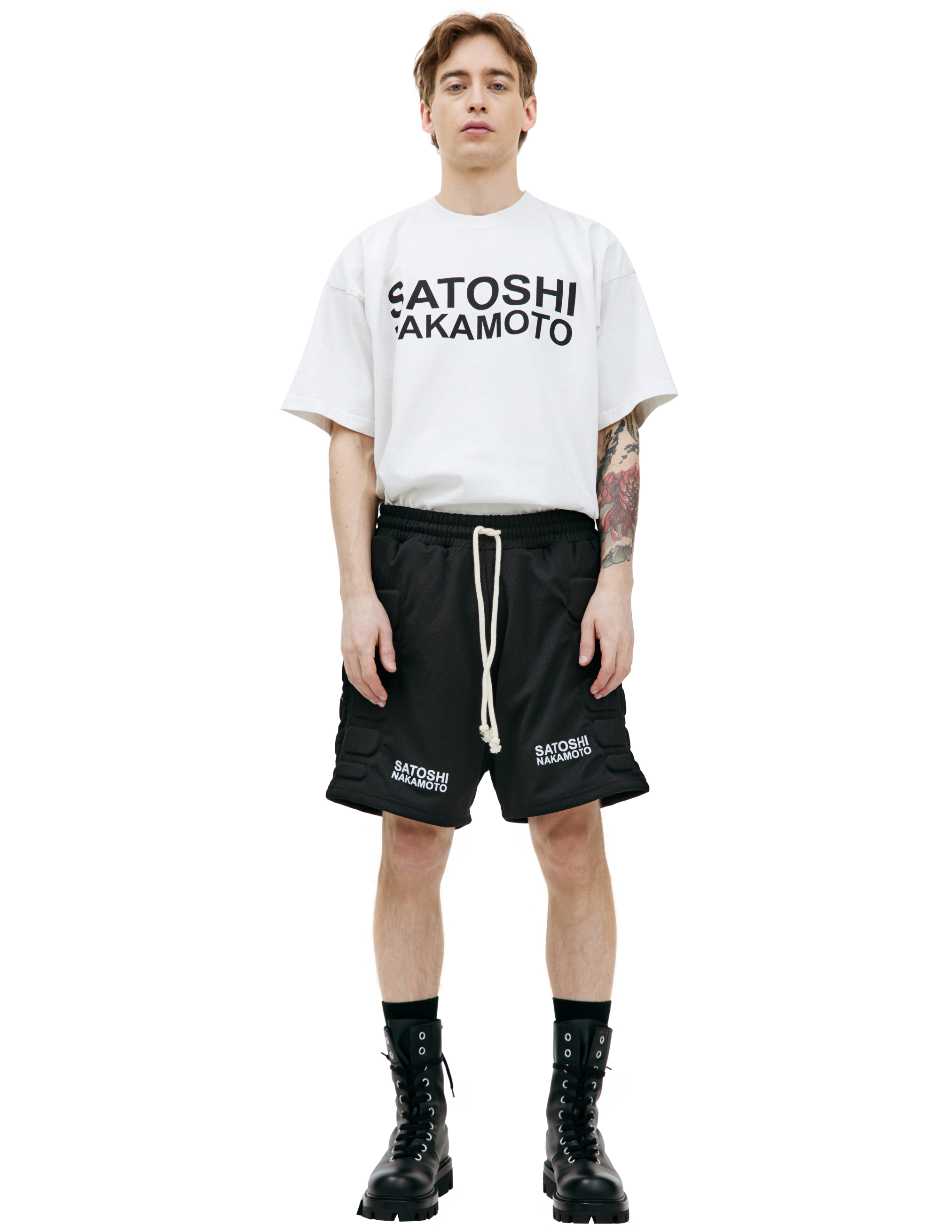Satoshi Nakamoto Mesh Moto Shorts In Black