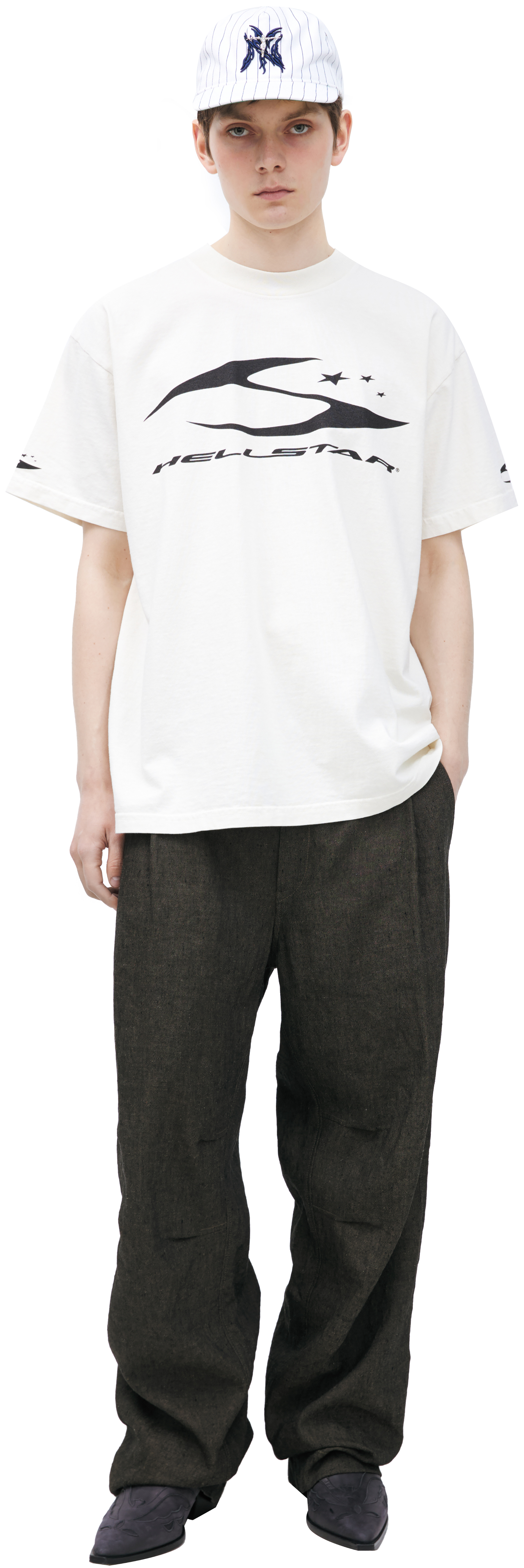Buy Hellstar men white logo t-shirt for $305 online on SV77
