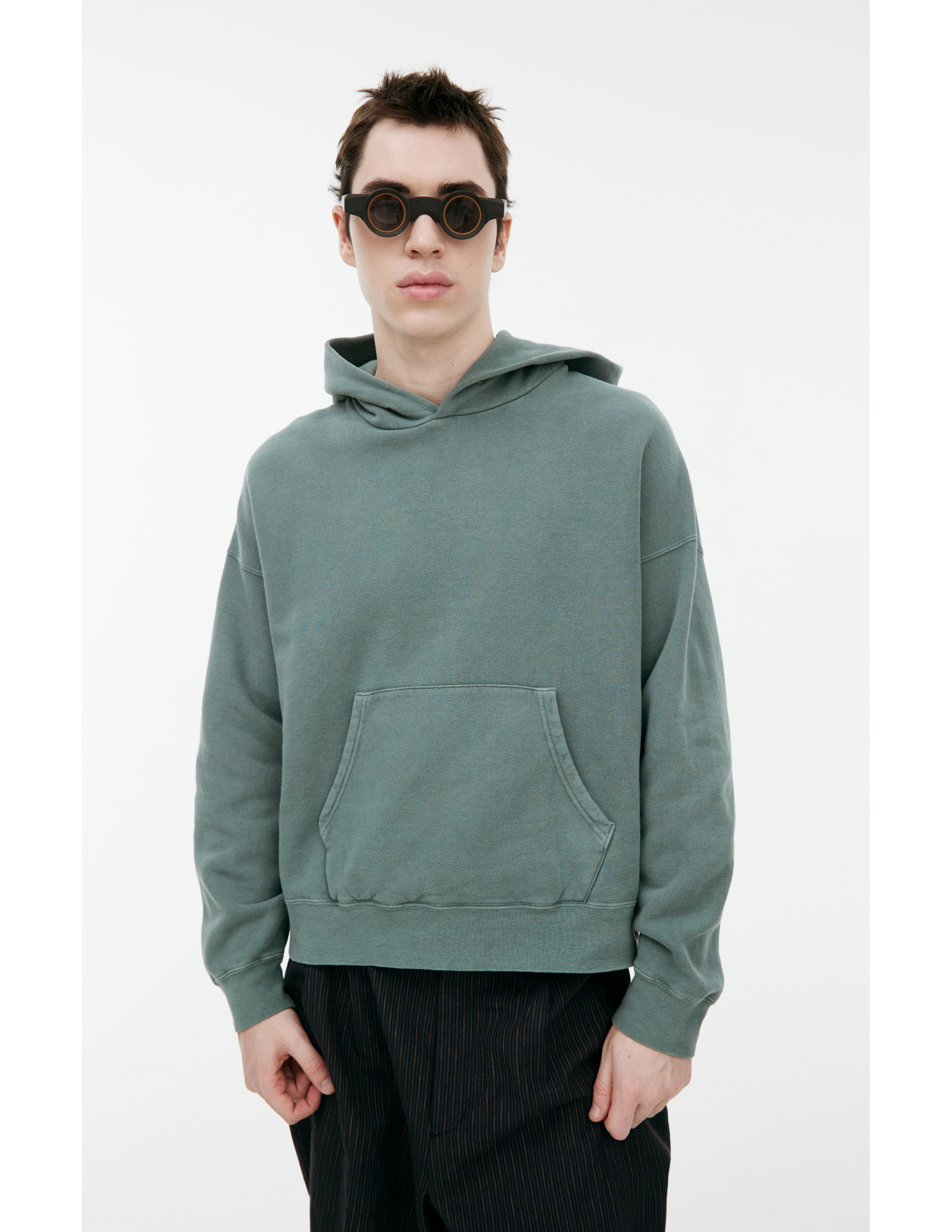 Visvim Basic Cotton Hoodie In Green