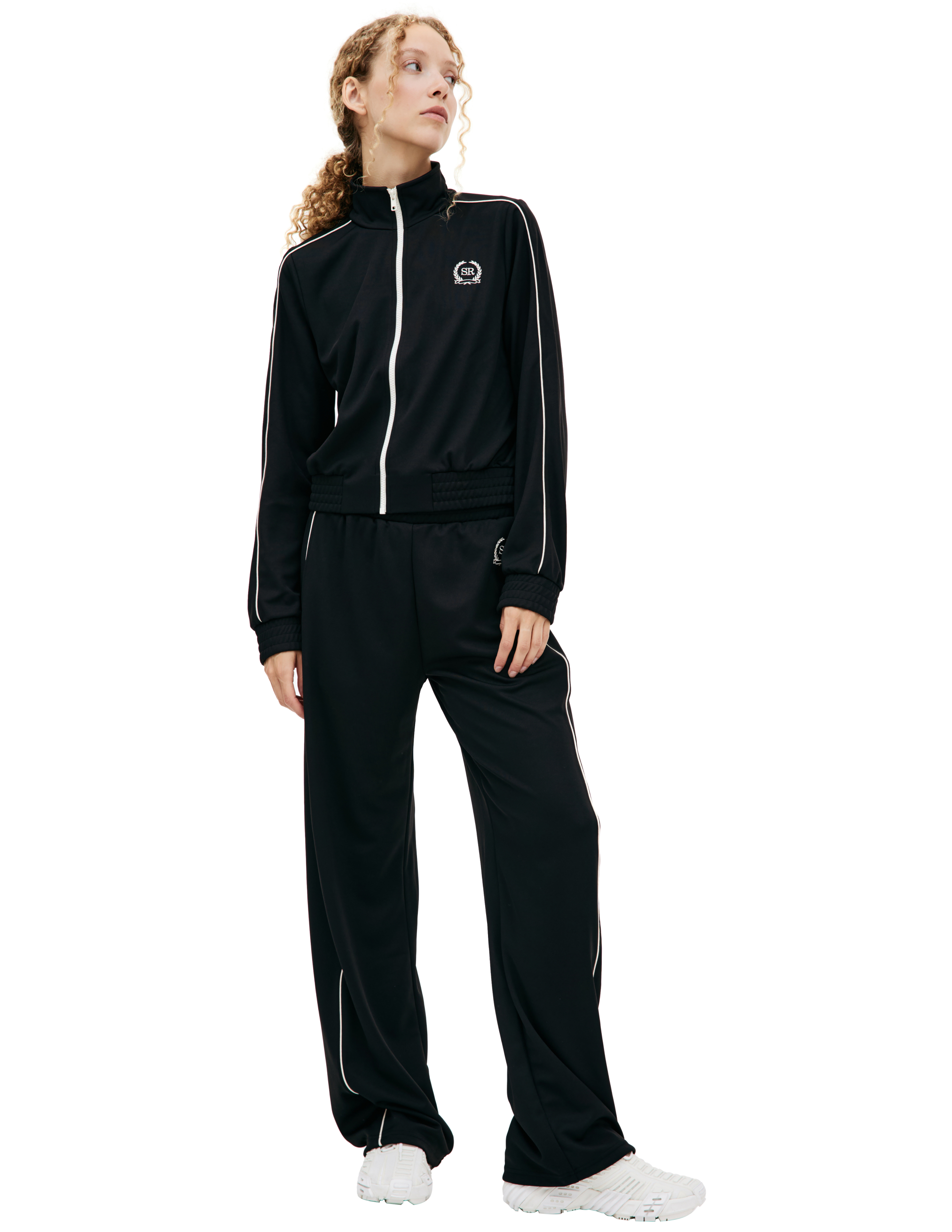 Shop Sporty And Rich Embroidered Track Jacket In Black