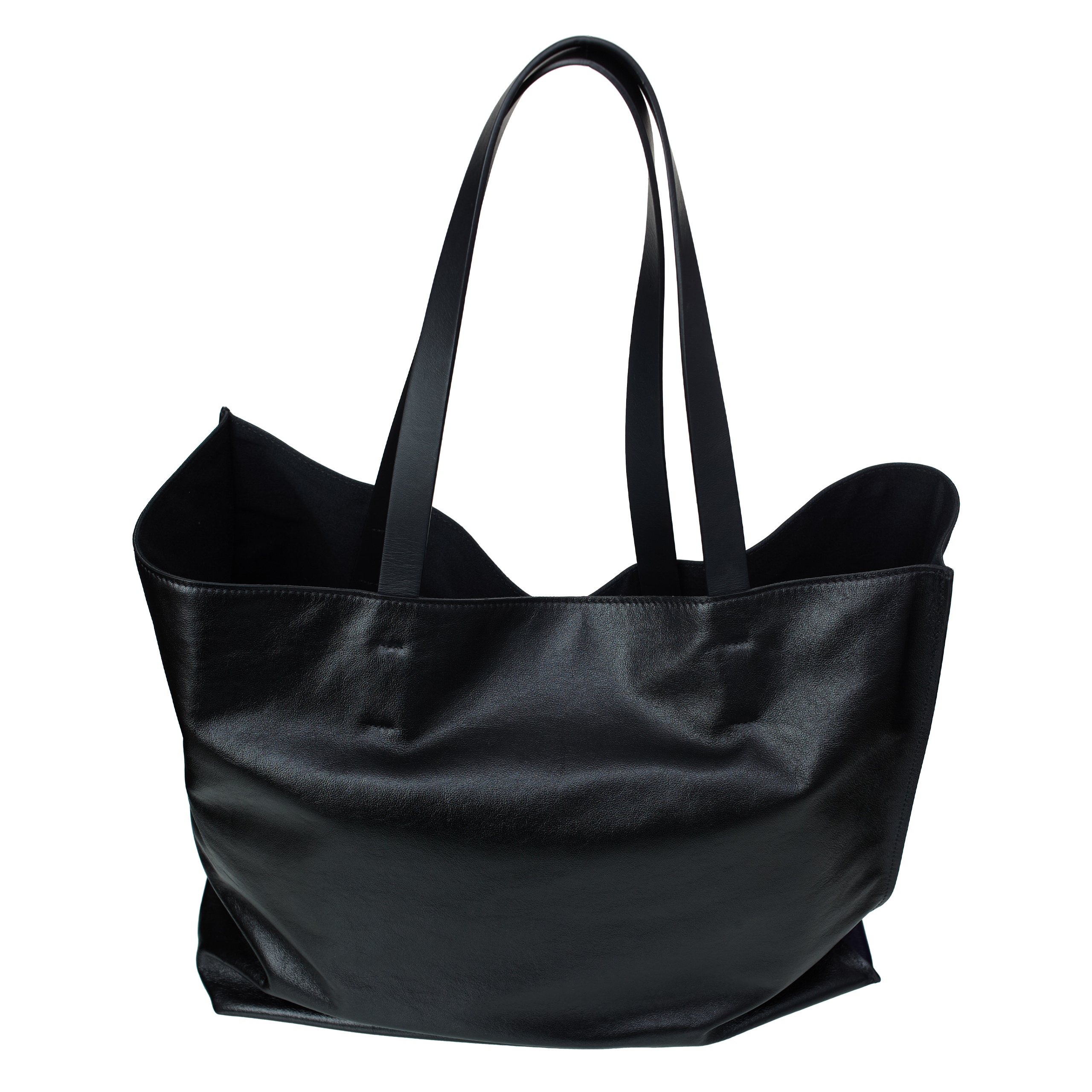 Shop Marni Leather Tote Bag In Navy Blue