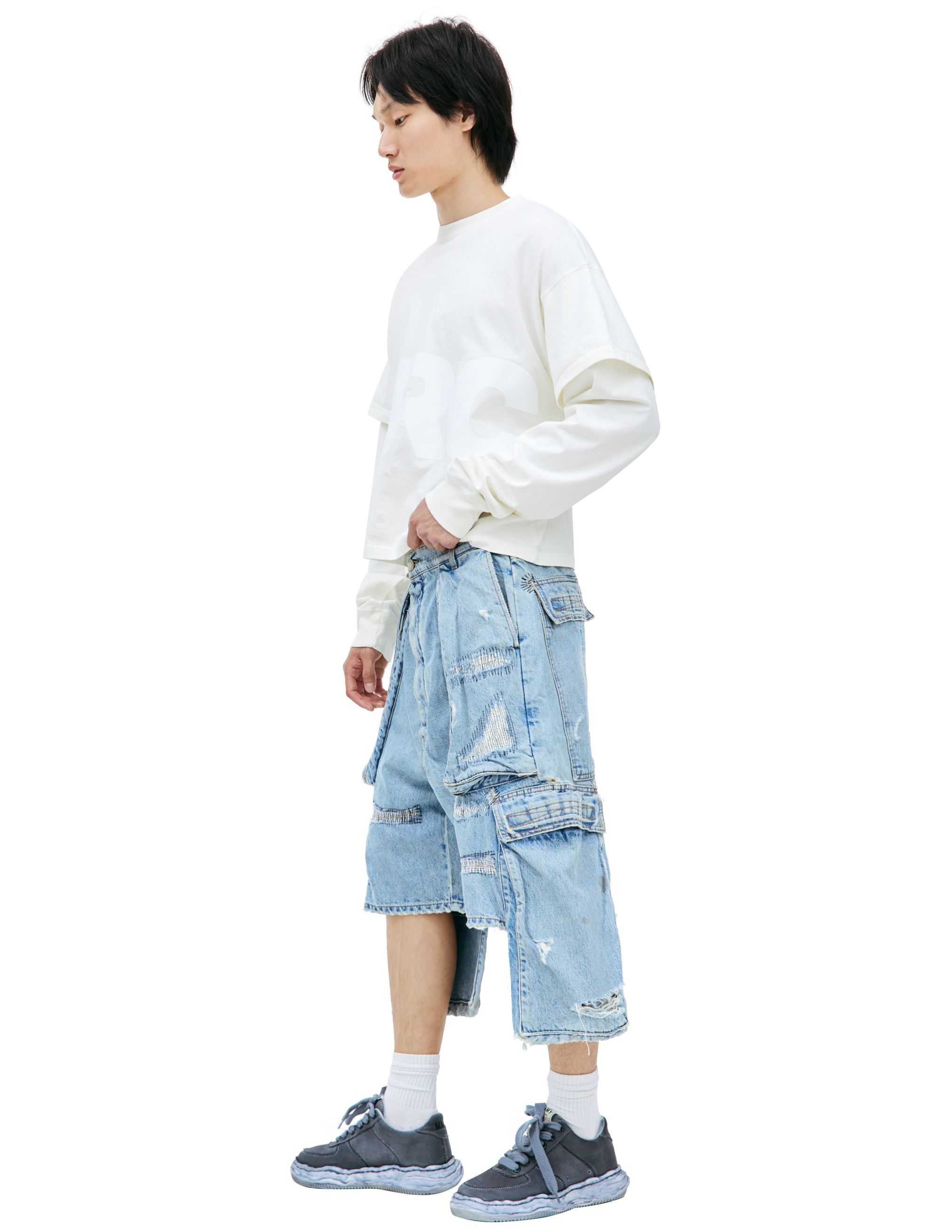B1archive Cargo Denim Shorts In Blue