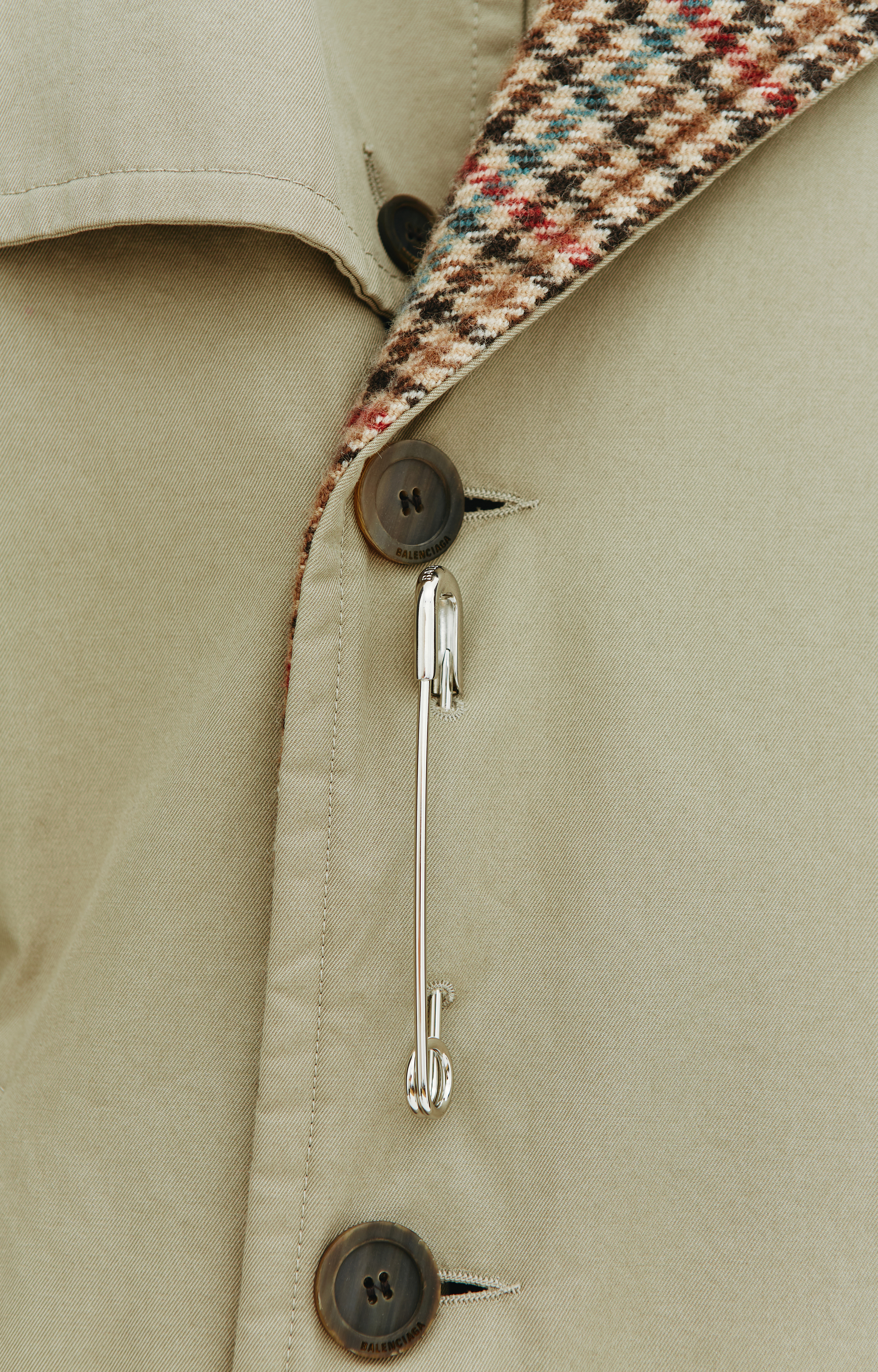 Balenciaga Men's Reversible Houndstooth Trench Coat