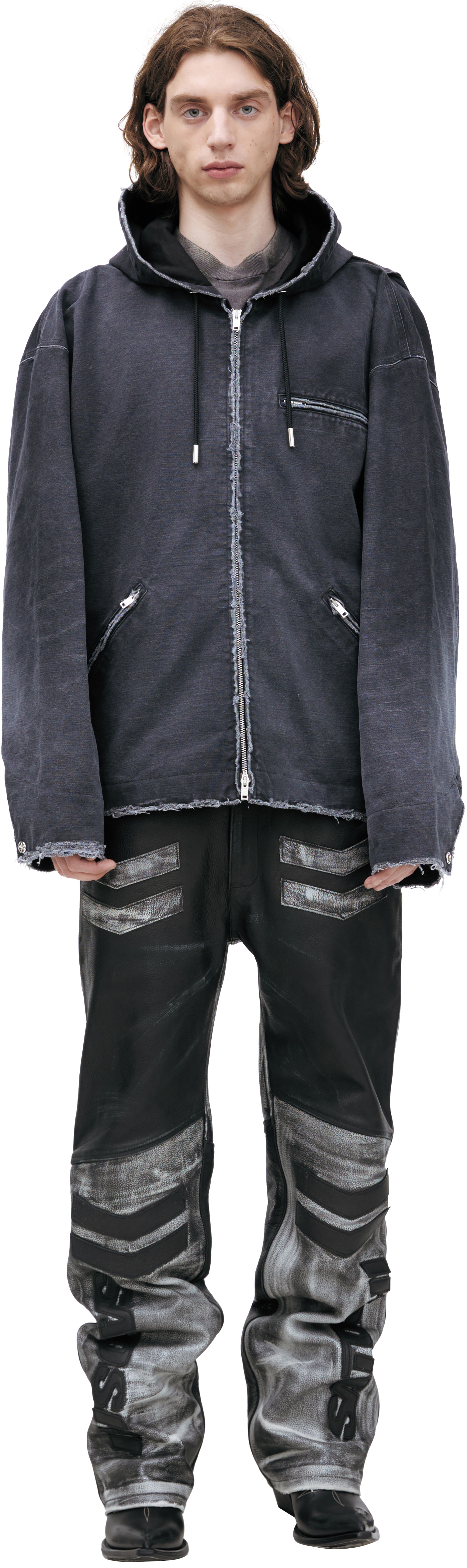 Buy Mastermind WORLD men black work jacket with a hood for $3,435