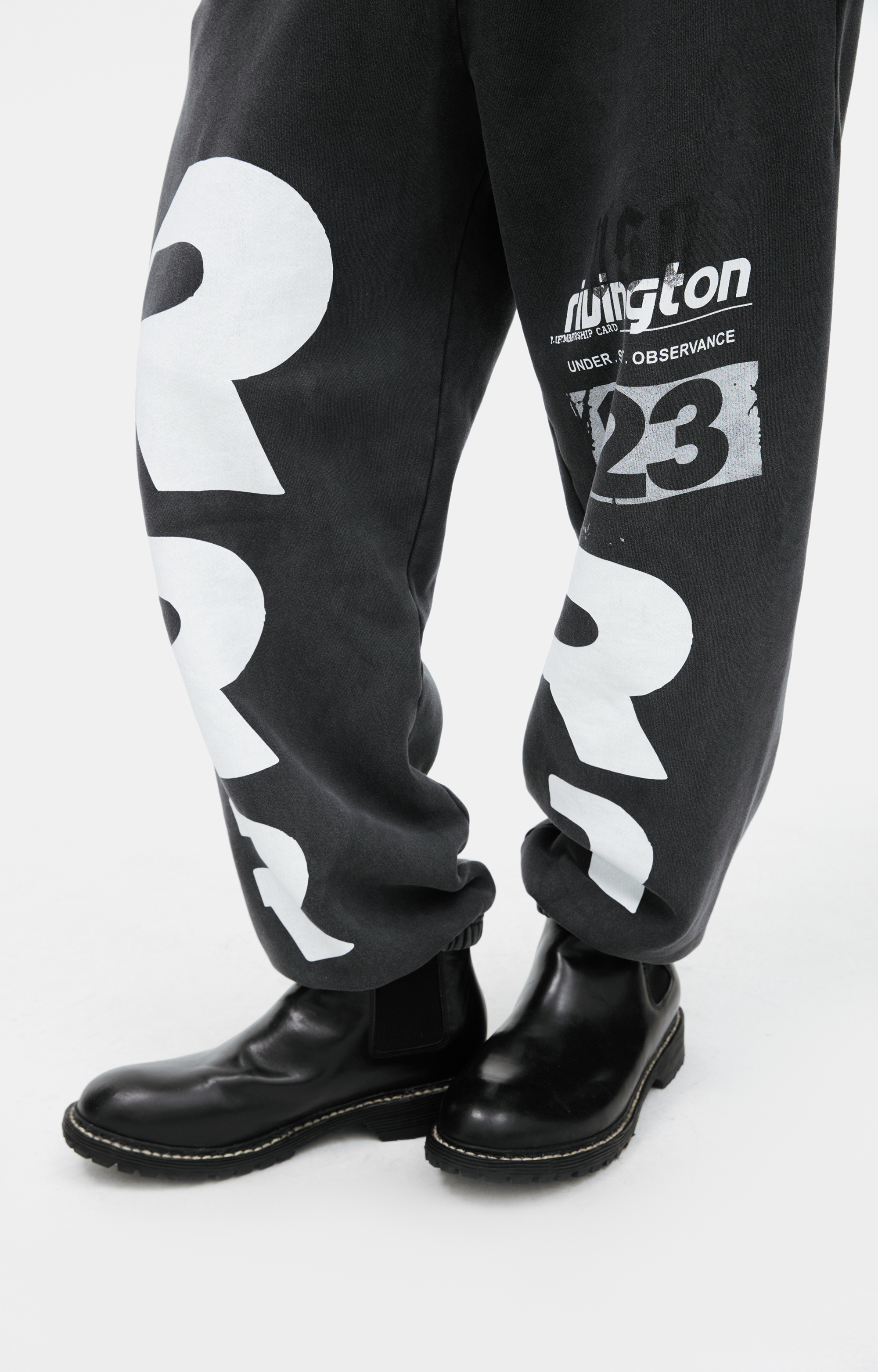 Buy RRR123 men black cotton logo sweatpants for $655 online on