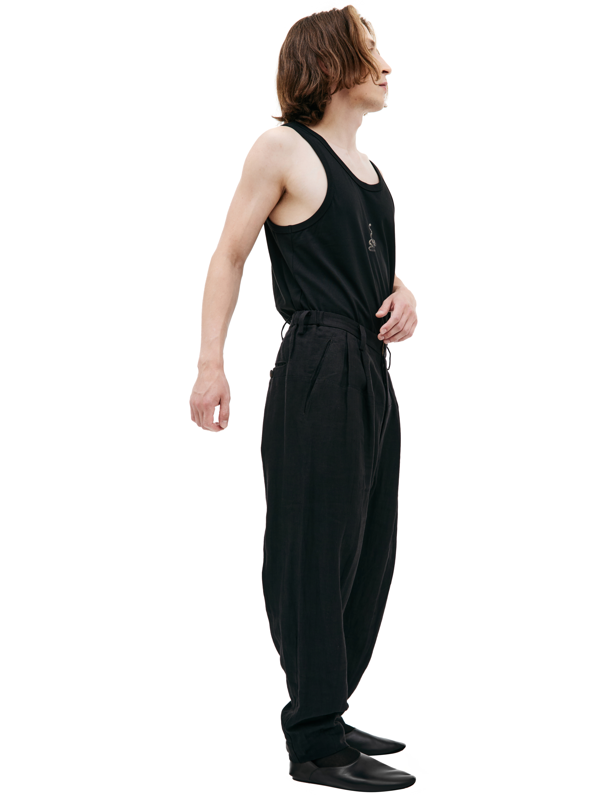 Shop Ziggy Chen Black Linen Trousers