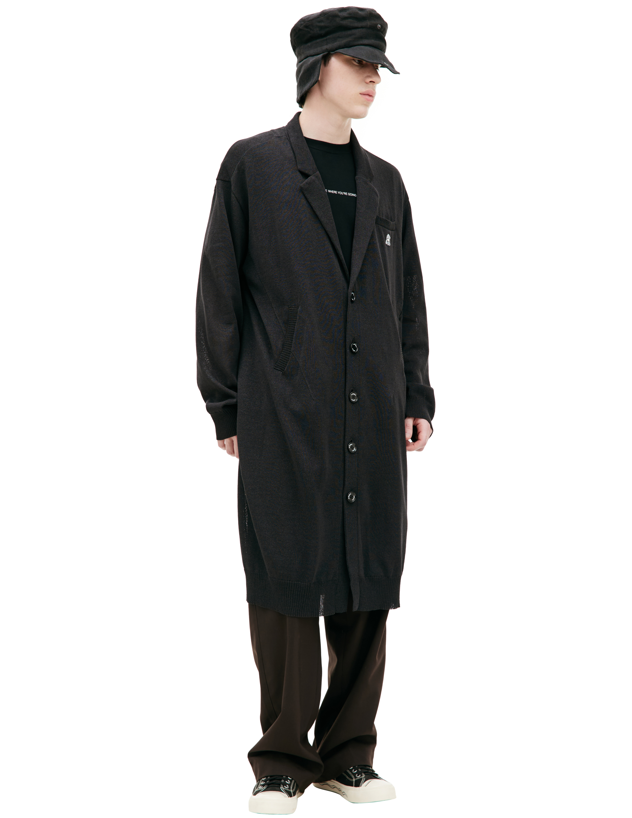 Shop Undercover Embroidered Logo Coat In Black